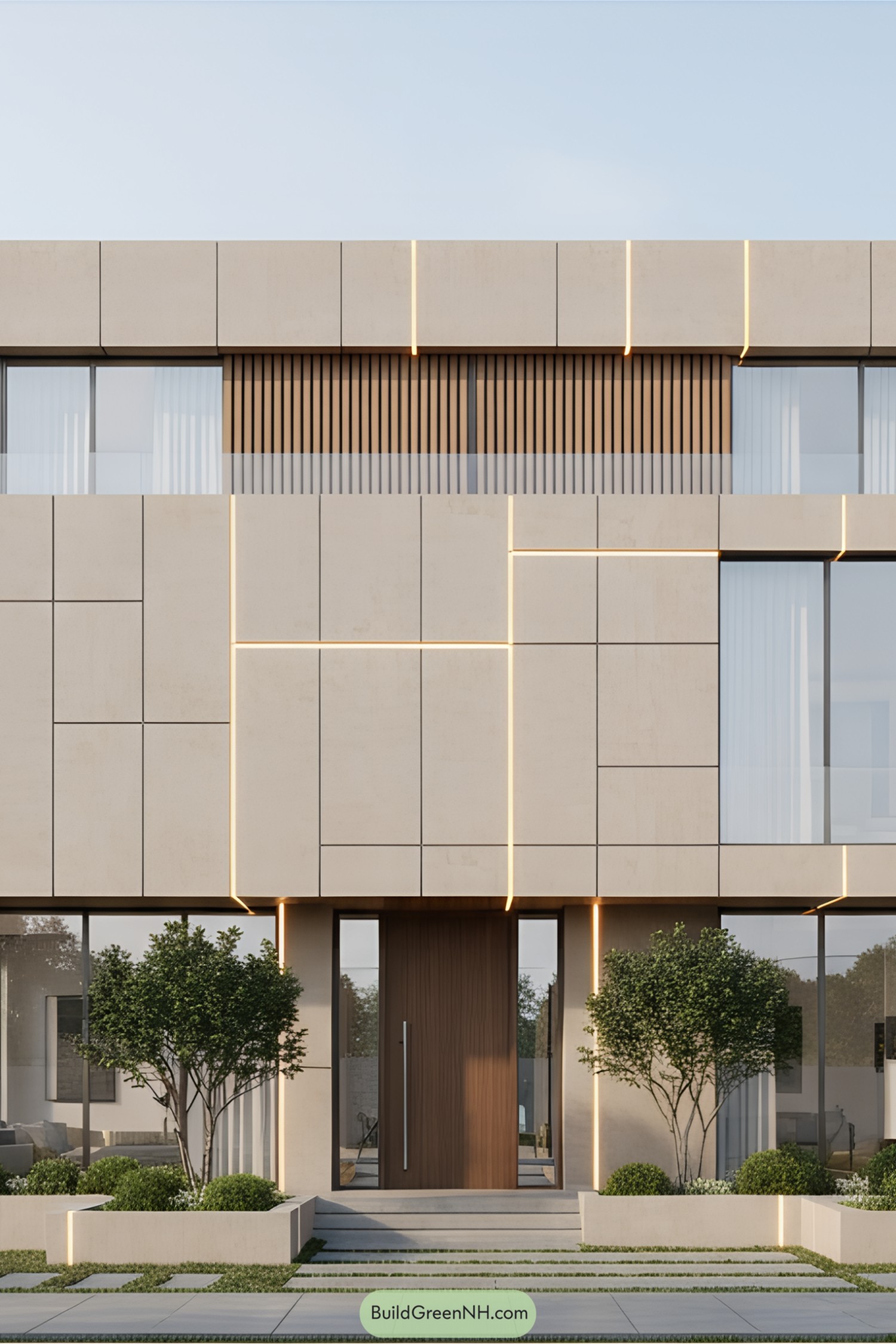 Elegant villa with vertical lines and modern design
