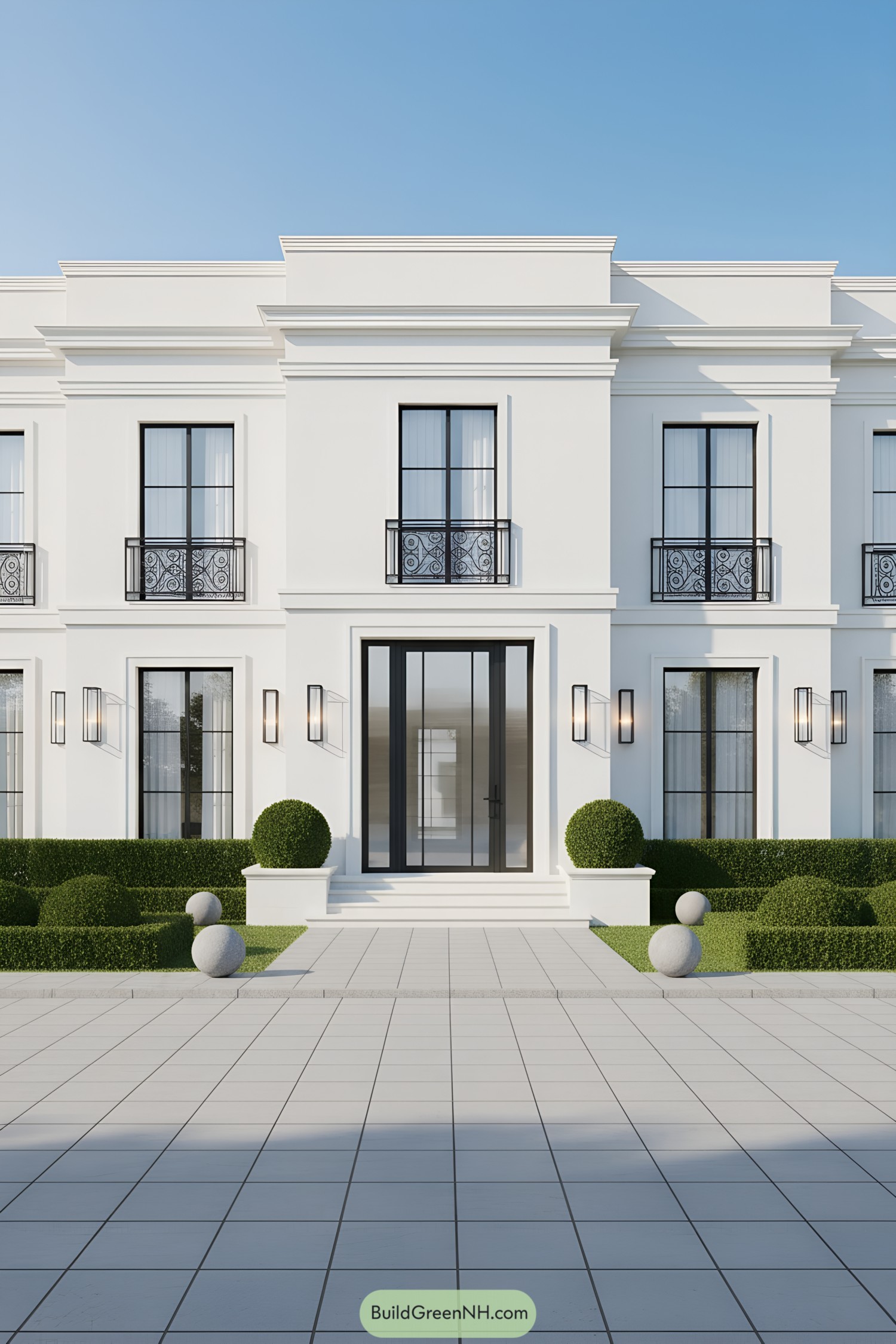 Elegant villa with classic lines and geometric shapes