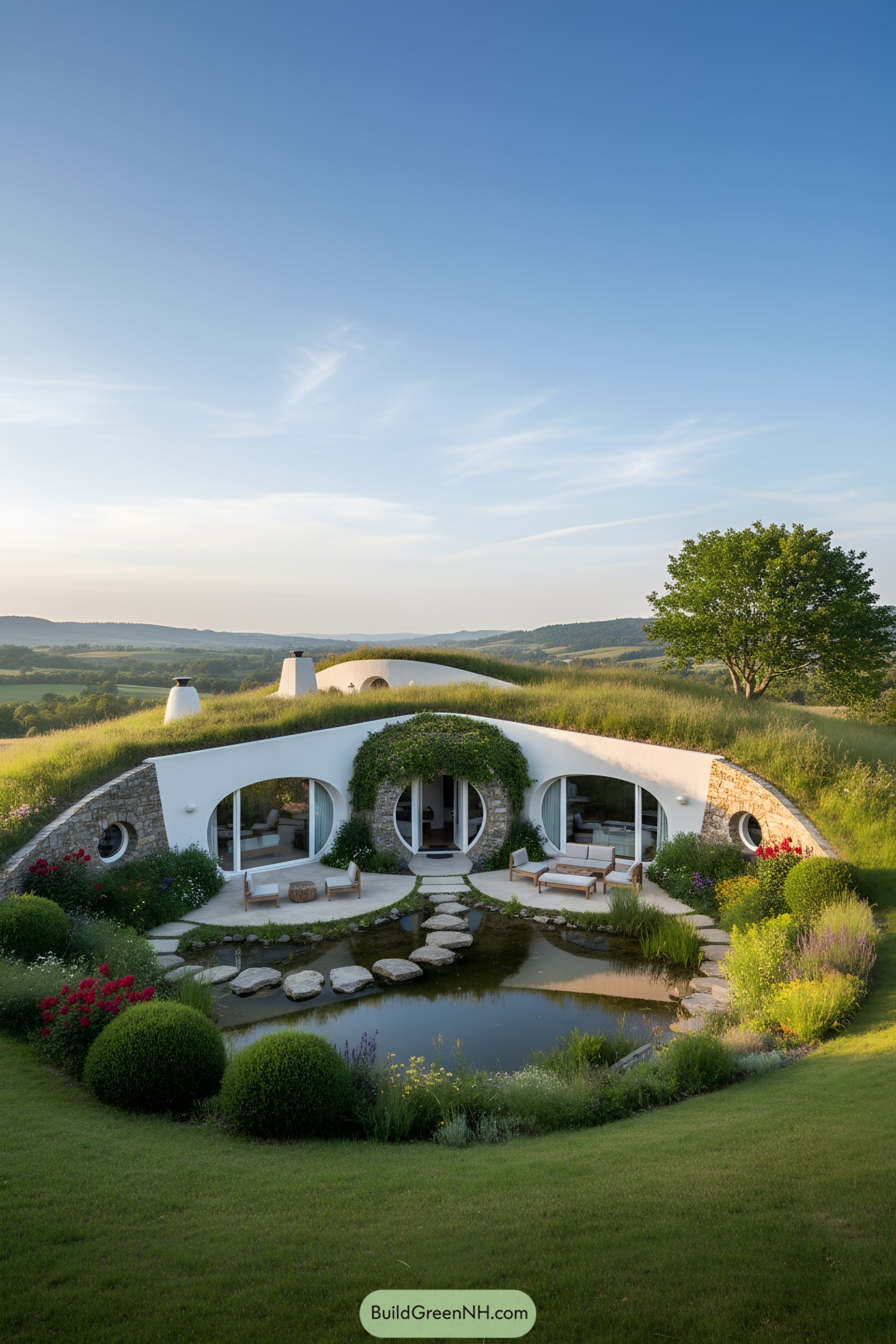 A beautiful earth-sheltered home with lush surroundings