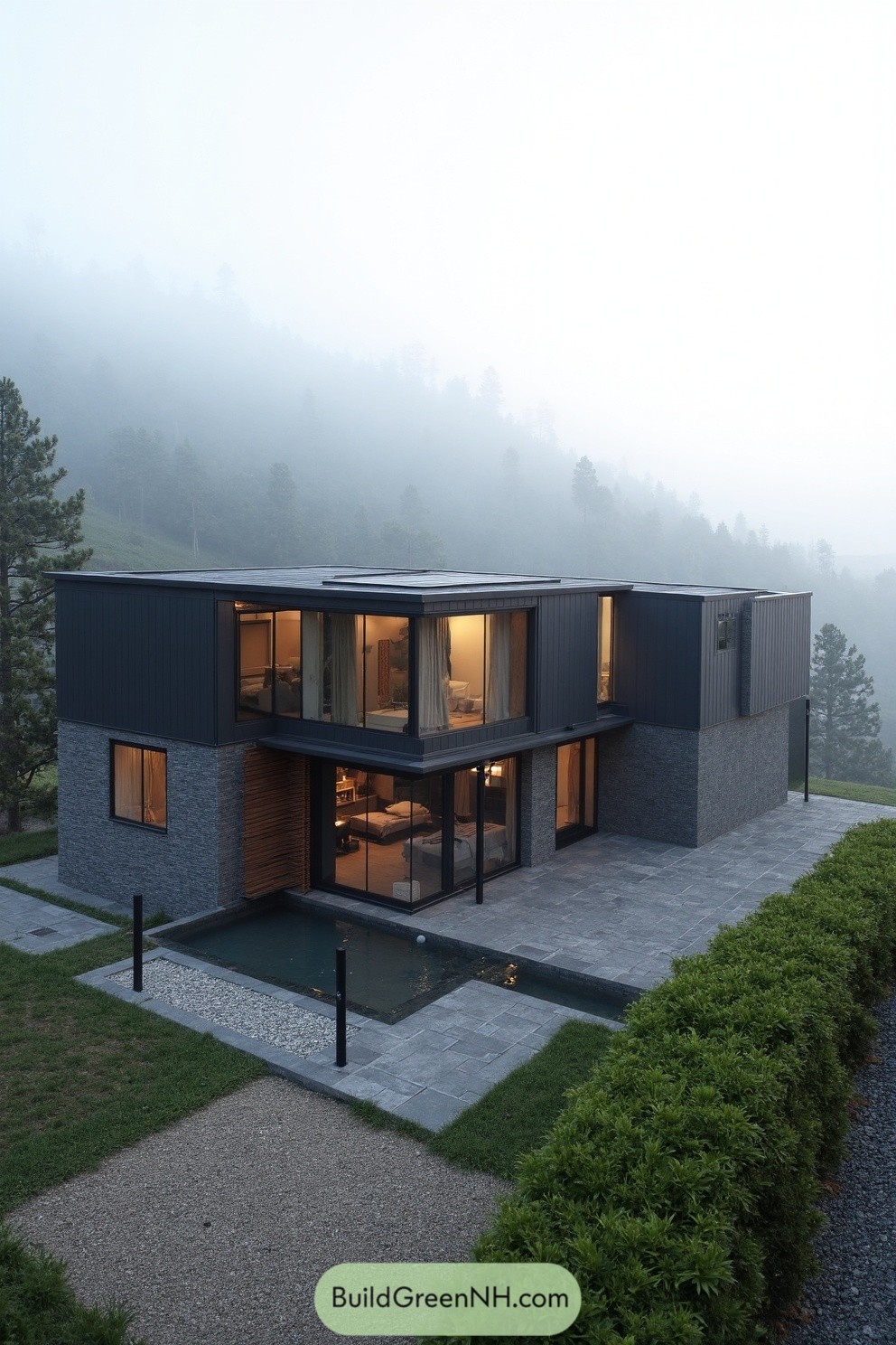 18 Modern Houses On Hills Bathed In Misty Sunrise Magic