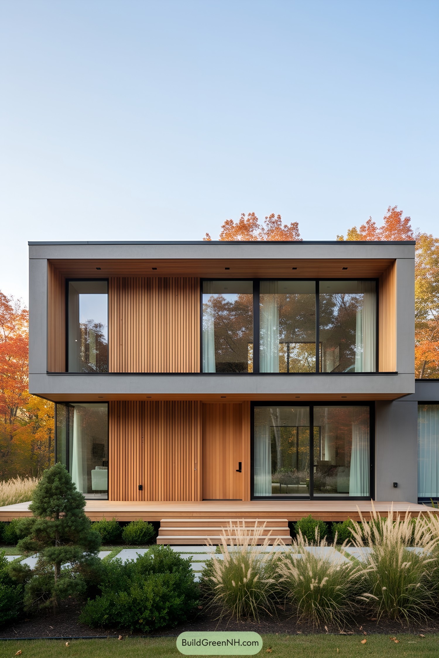 Contemporary house with timber and concrete facade