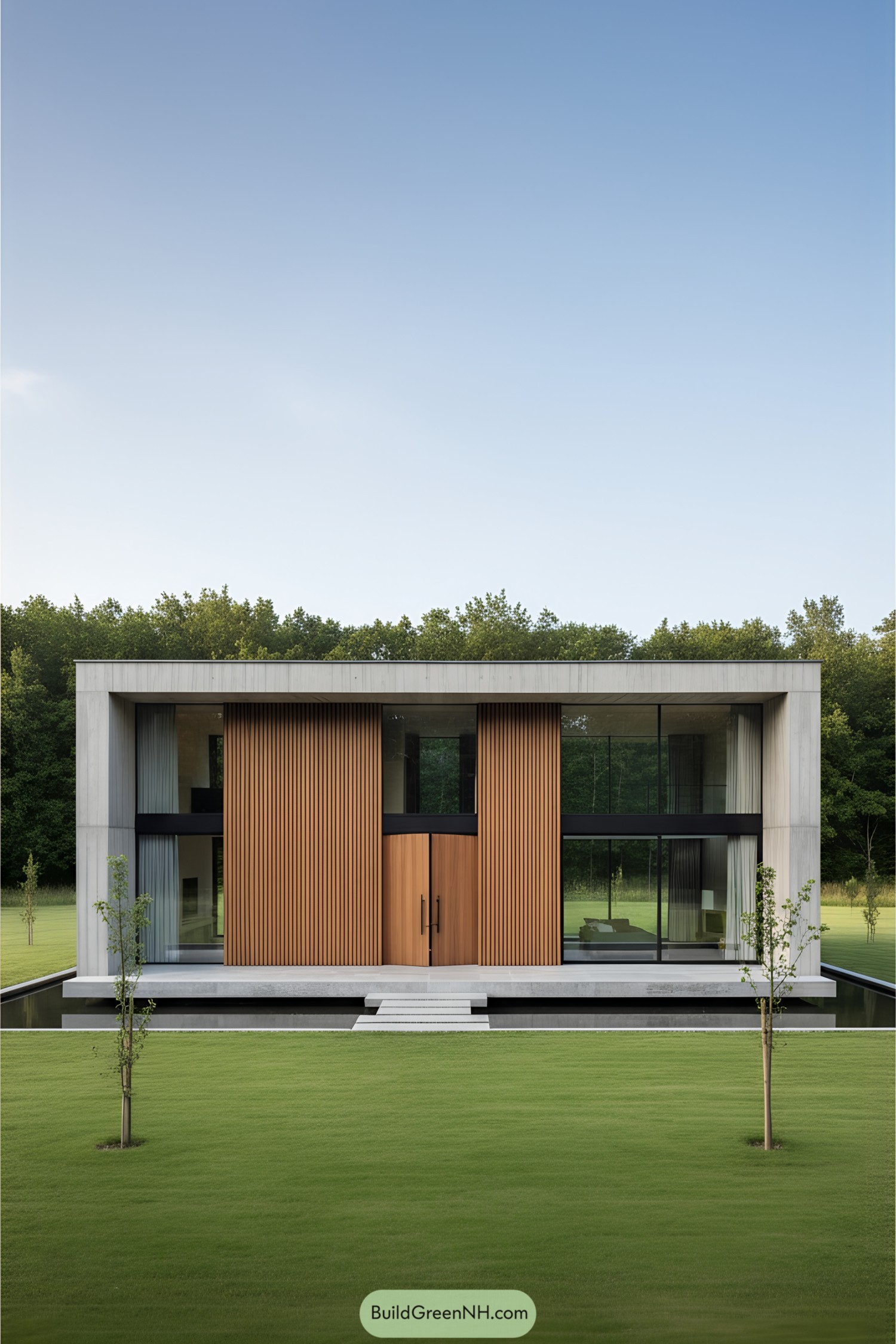 Modern house featuring wood accents and glass walls