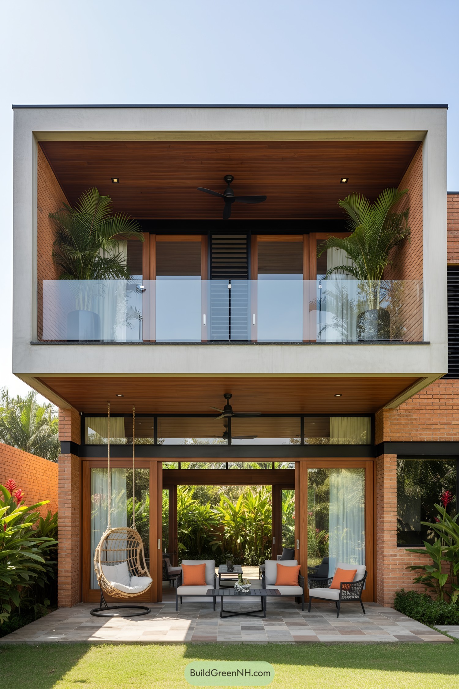 Two-Level Brick Home With Shaded Terrace