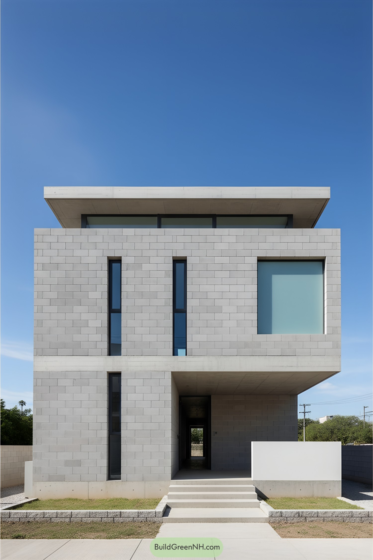 Modern concrete block house with a striking design