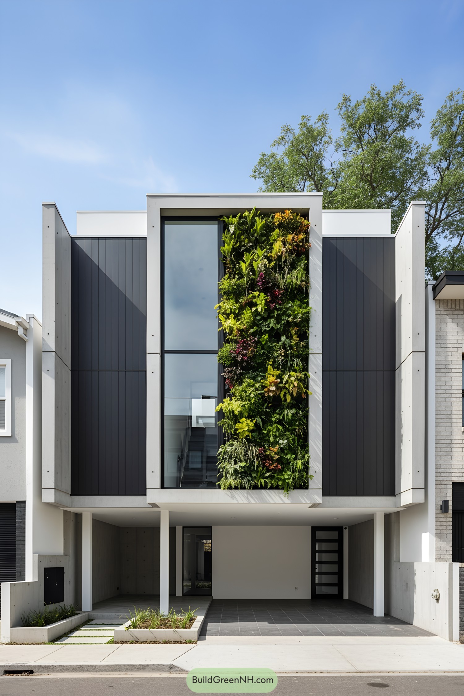 Concrete house with vertical garden
