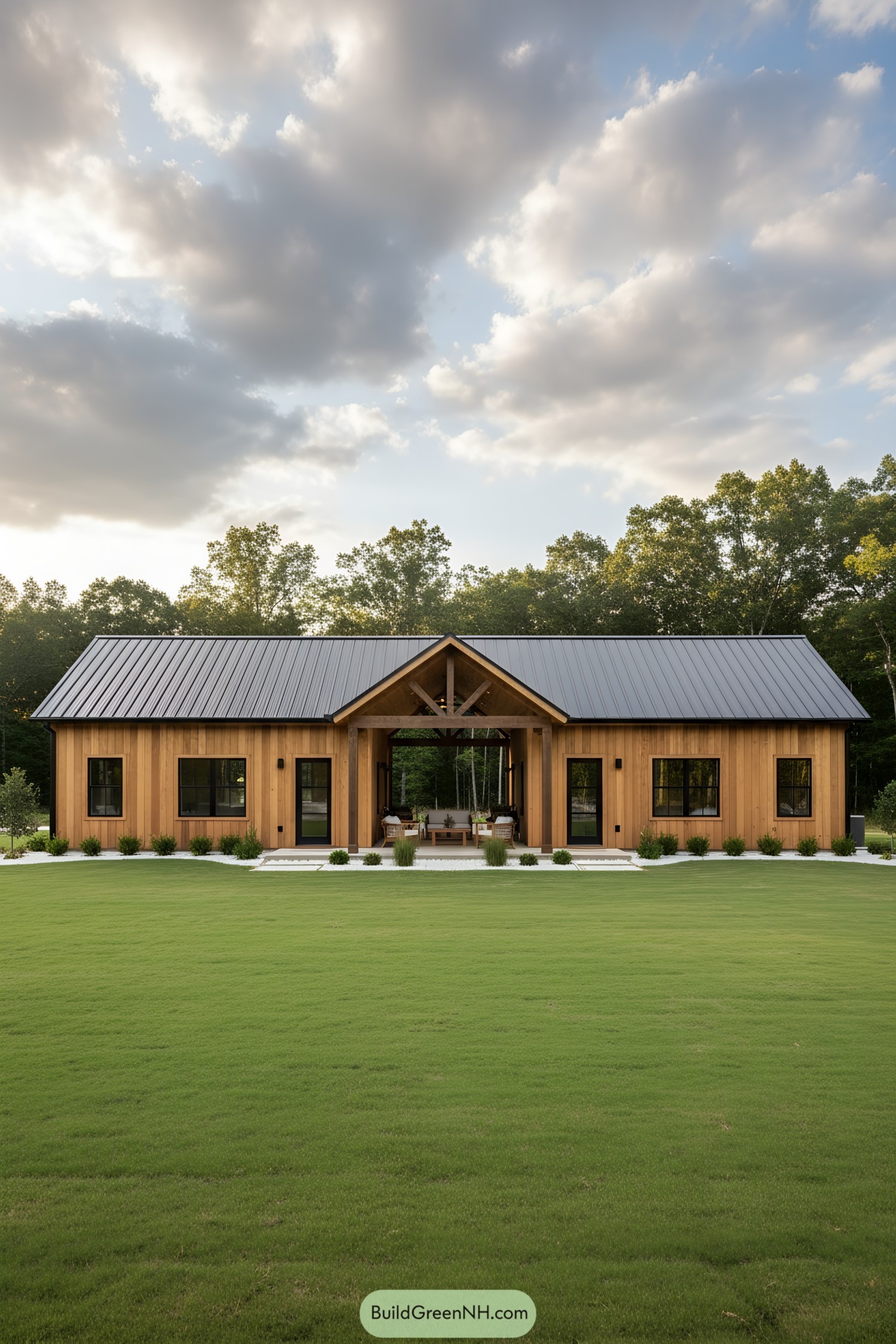 Contemporary barndominium in a lush setting