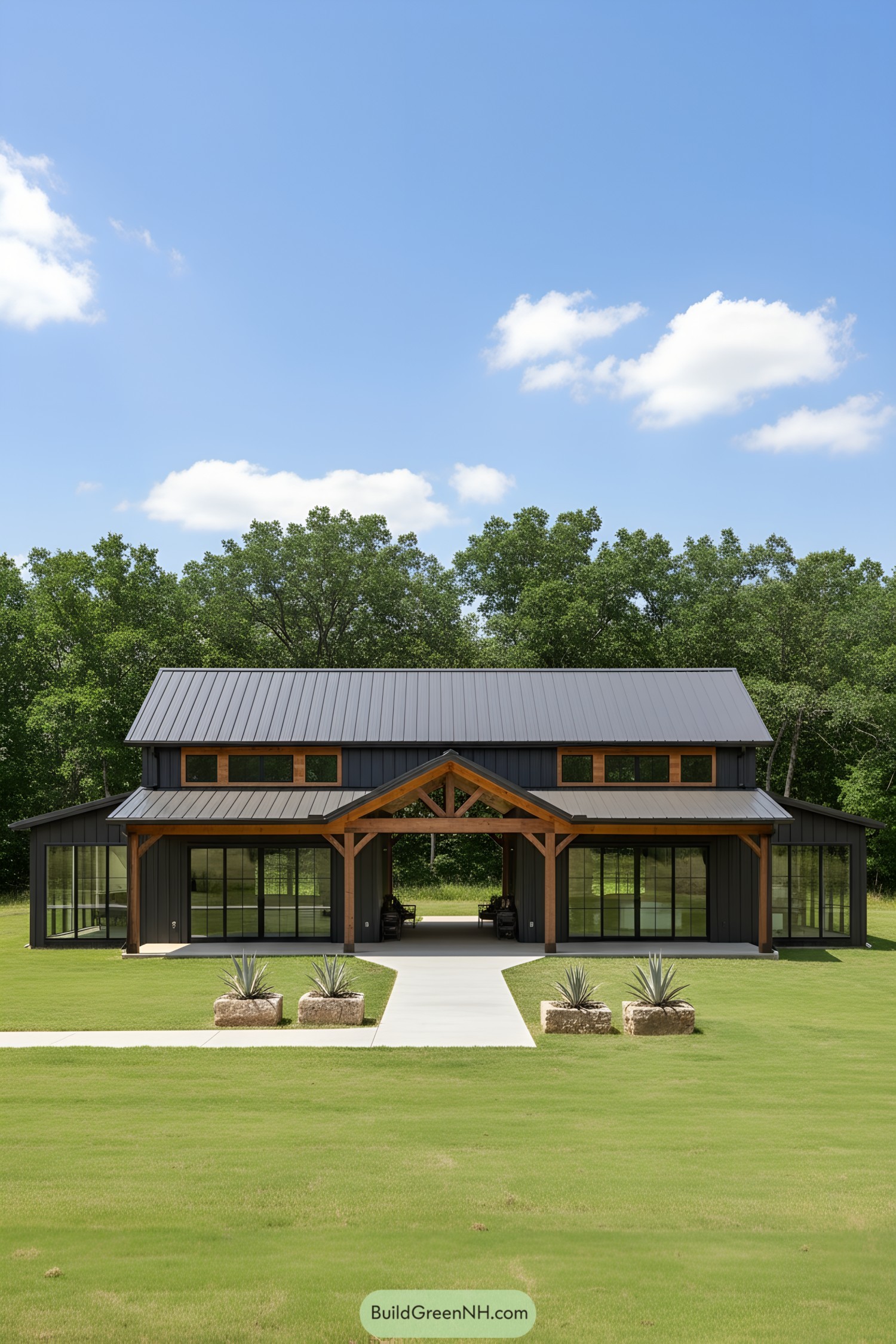 Stylish barndominium with open breezeway