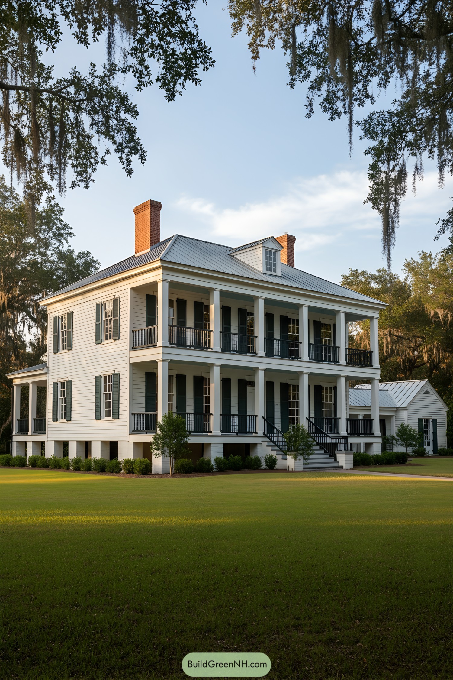 Two-story double gallery house with shutters
