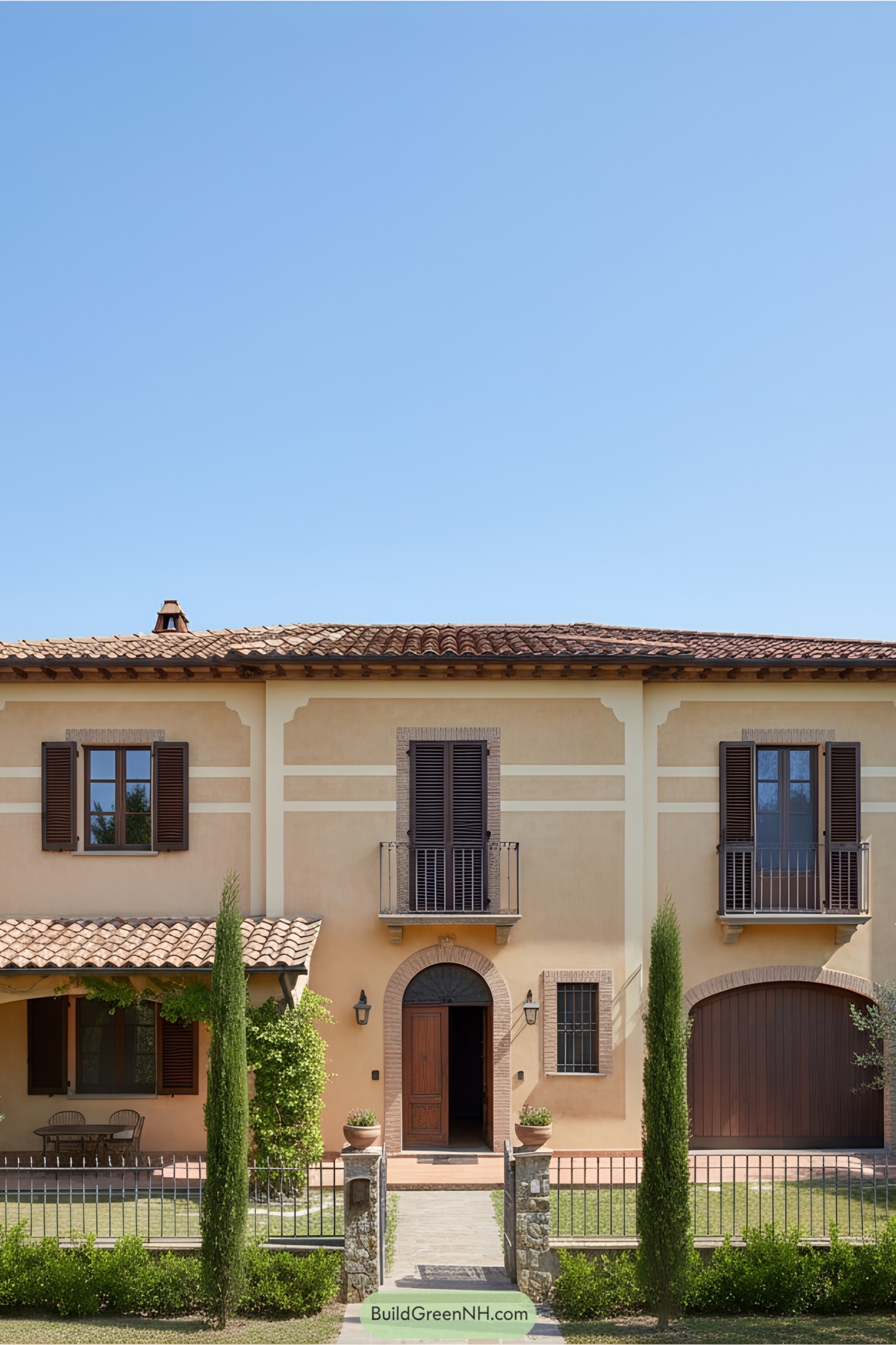 Charming Italian house with shutters and greenery