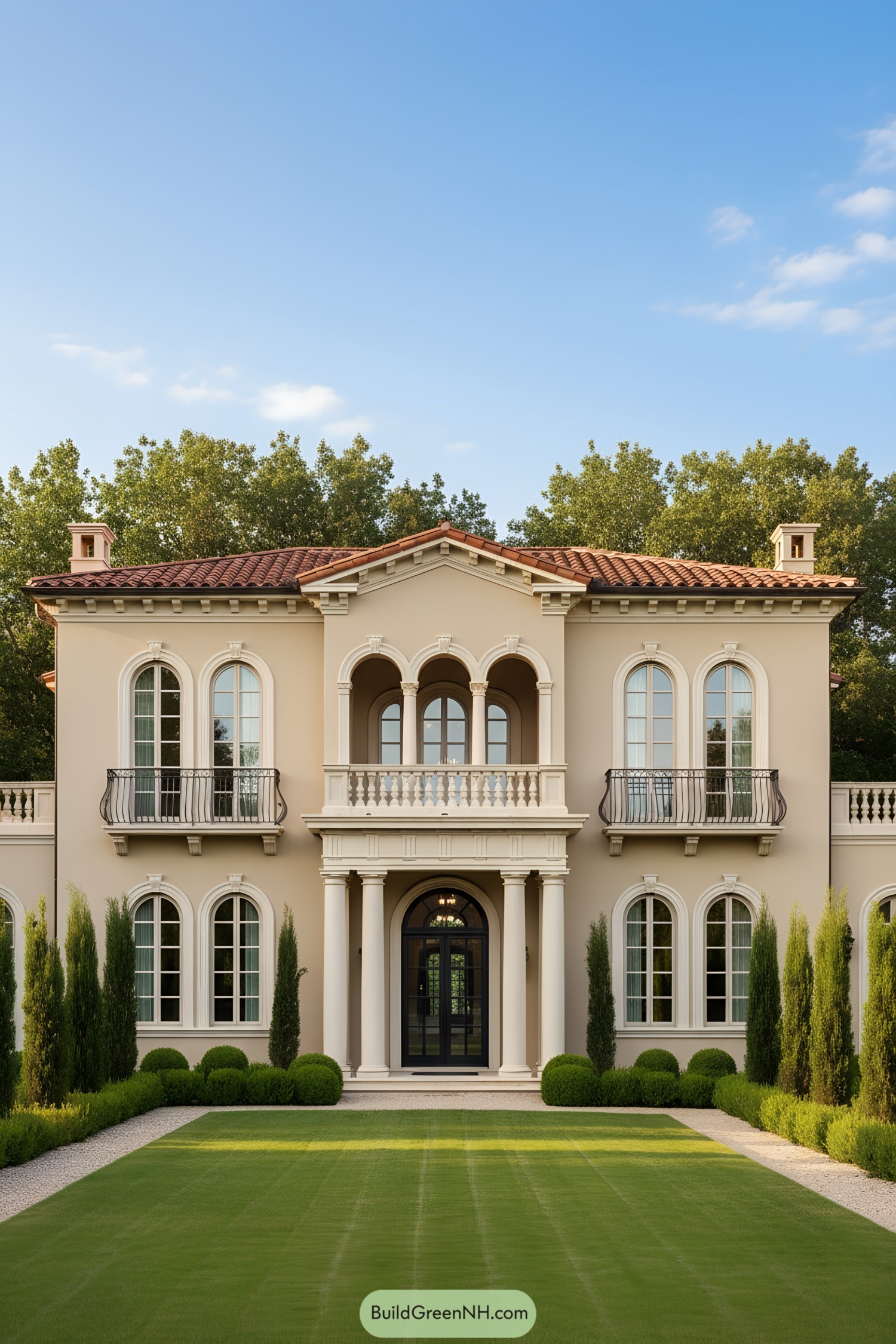 Elegant Mediterranean villa with arched windows