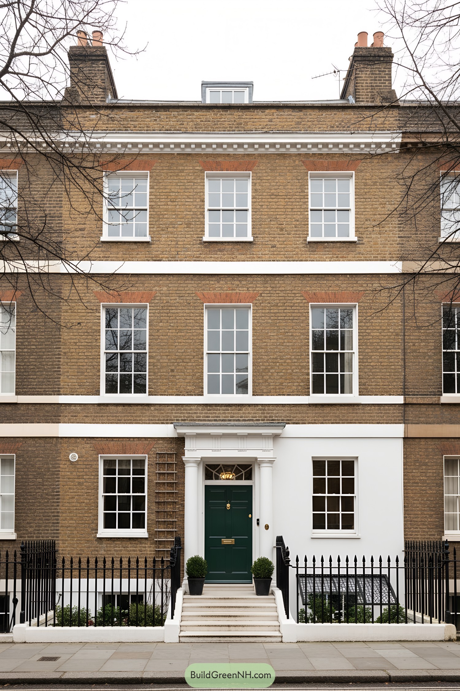 Classic Georgian townhouse facade with sash windows