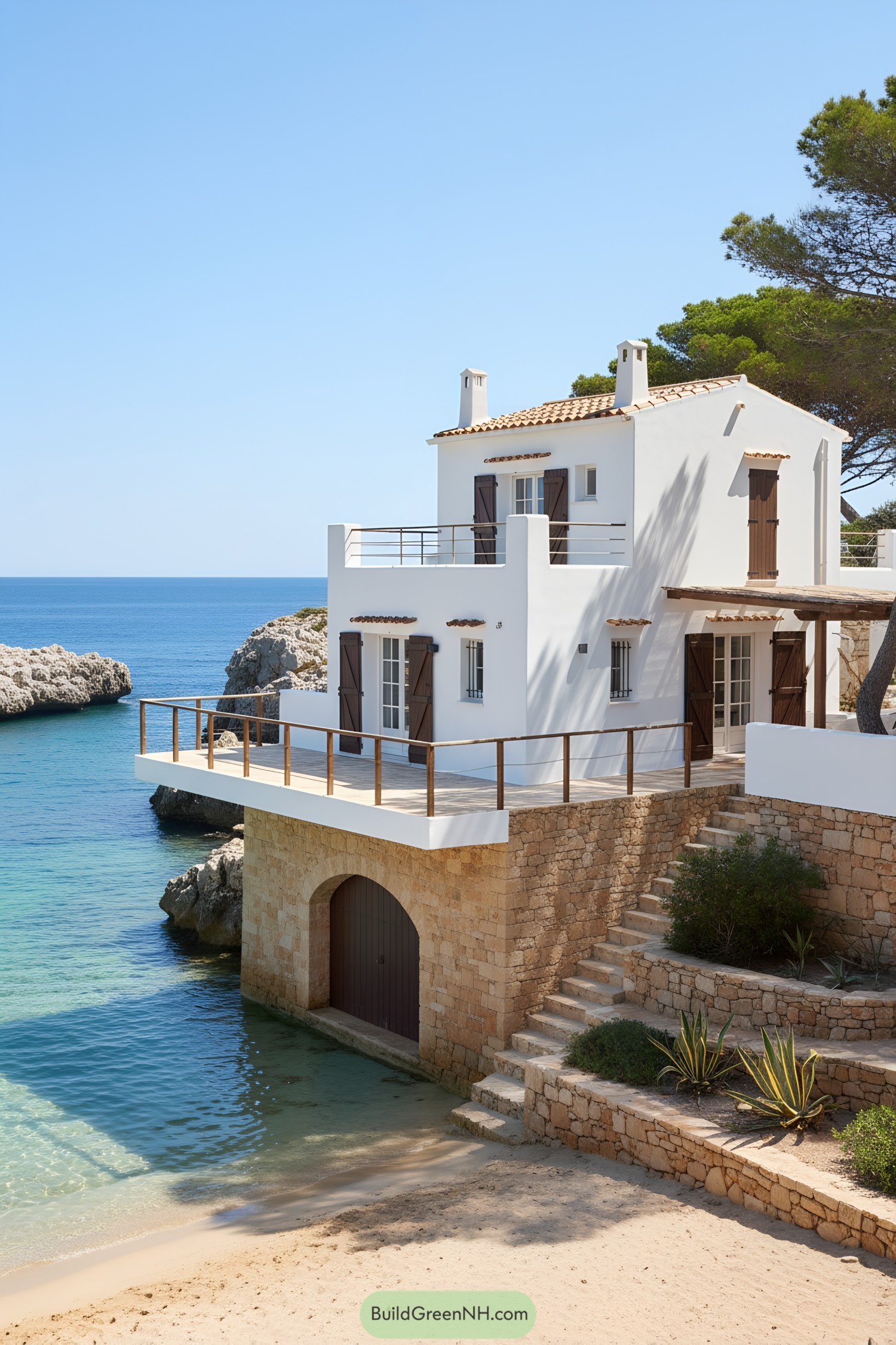 White villa perched above turquoise cove