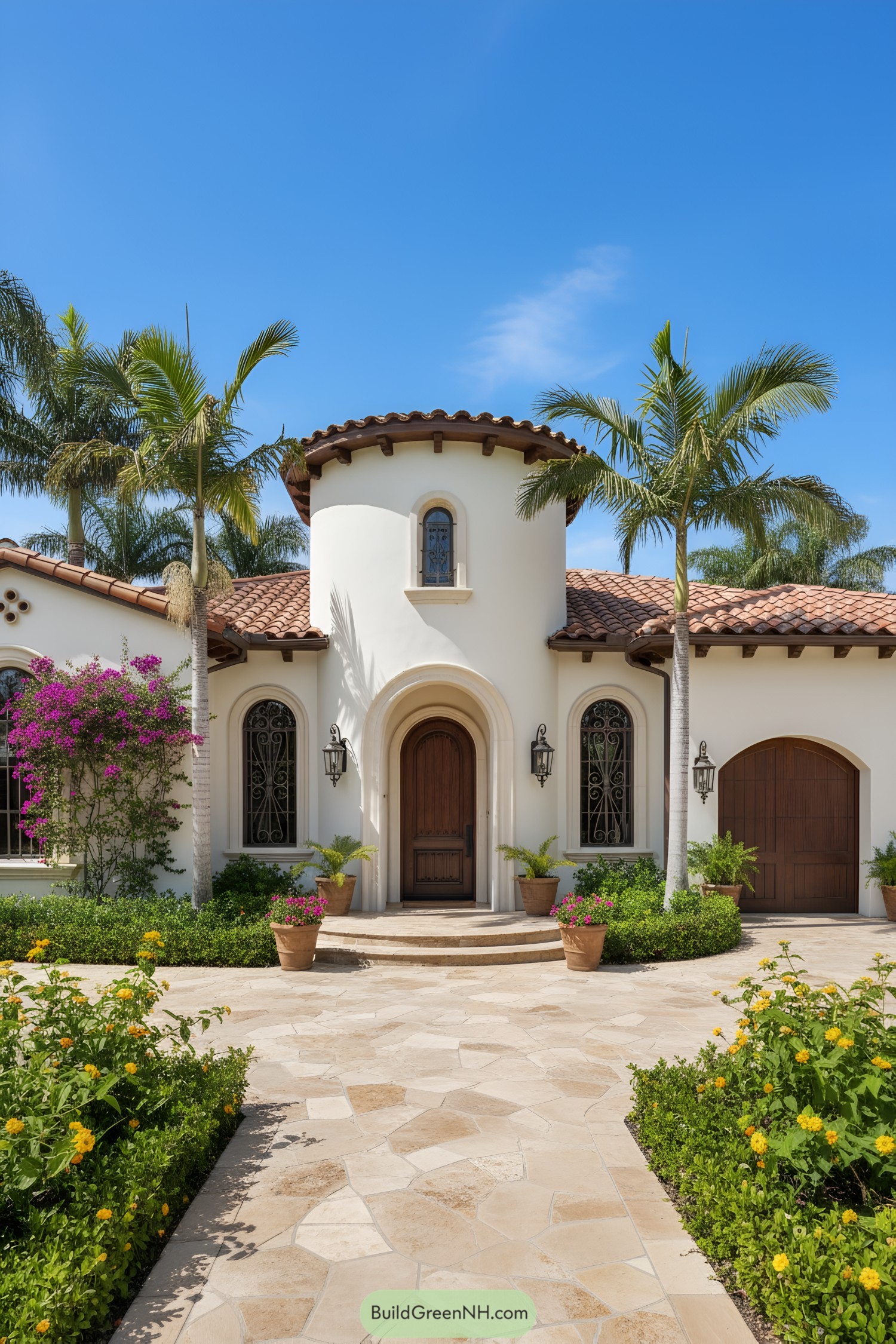 Charming Mediterranean-style house with palm trees