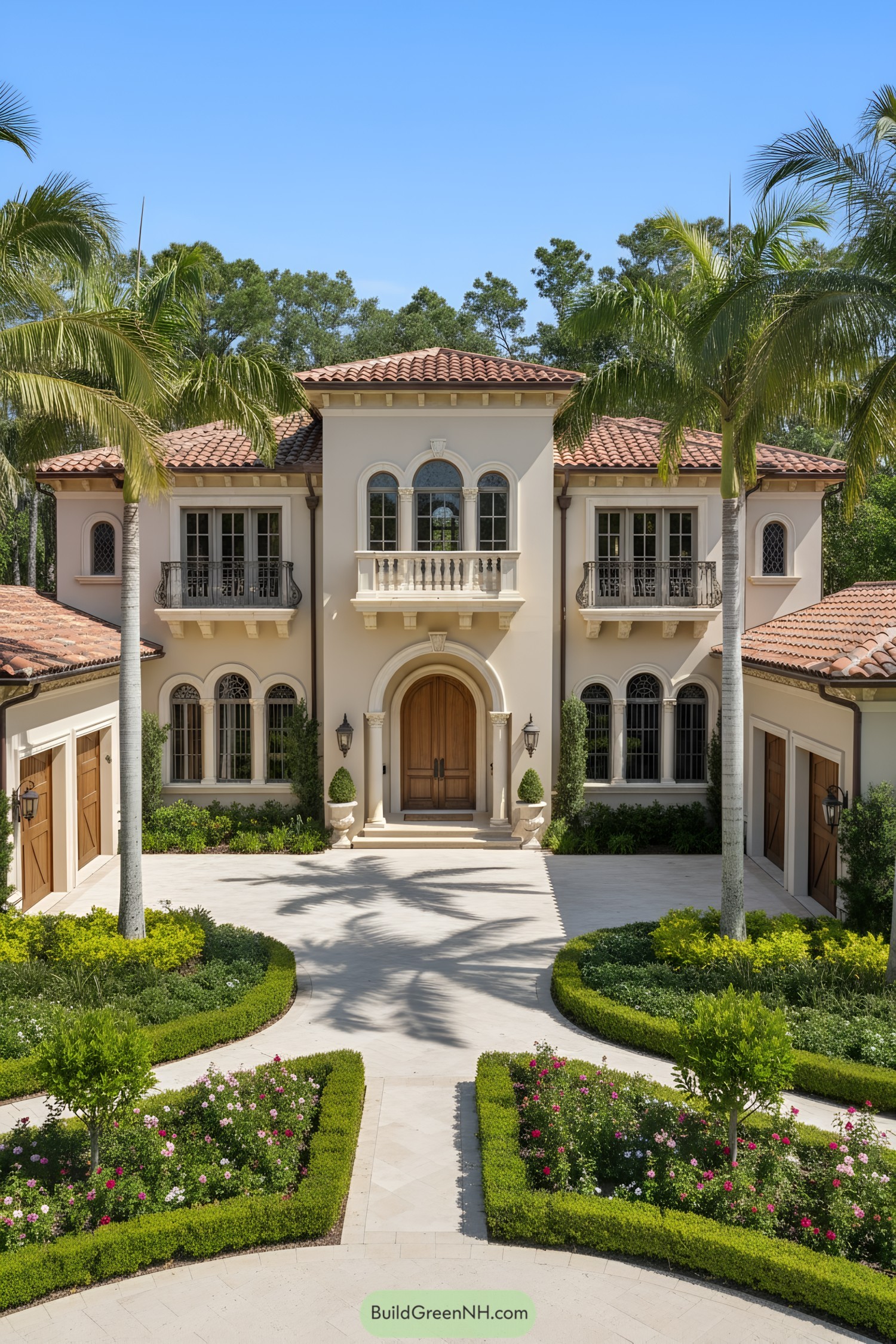 Luxurious Mediterranean-style villa with lush landscaping