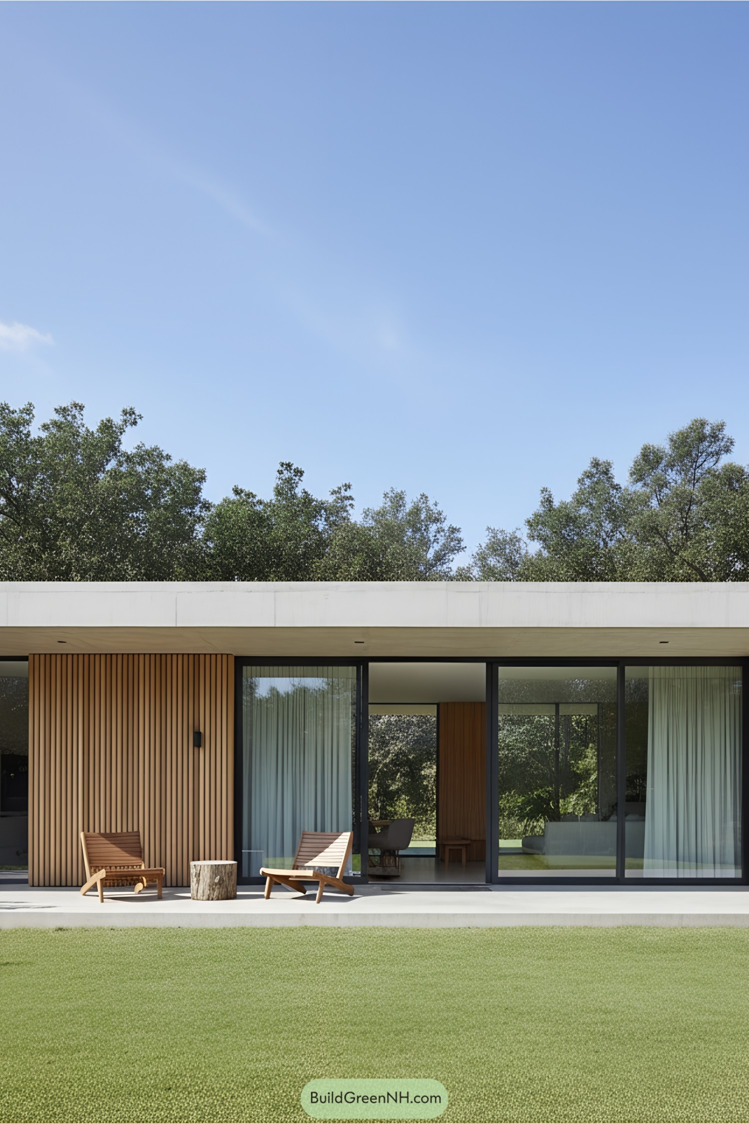 Modern house with timber accents and a concrete roof