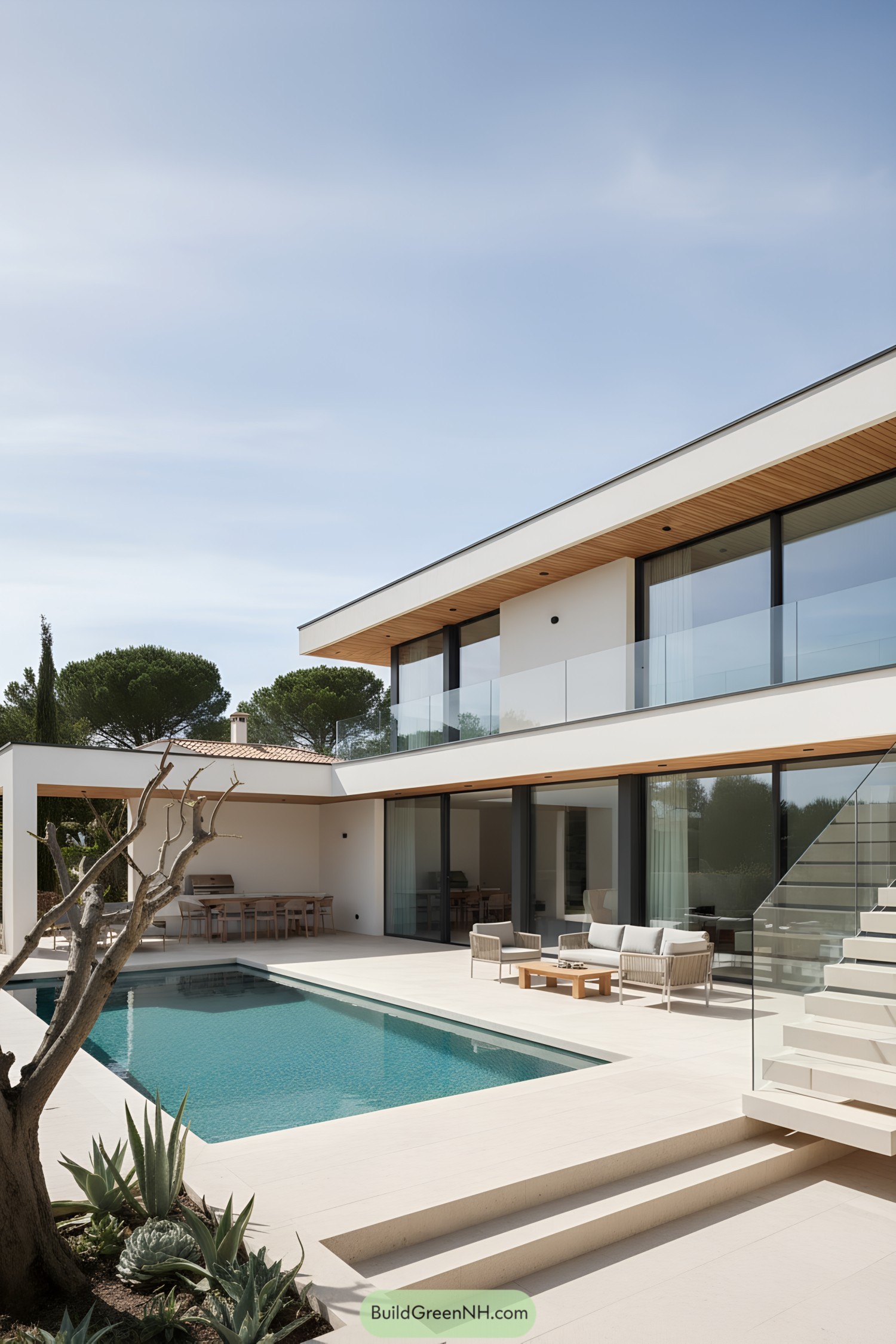 Modern Mediterranean villa with pool courtyard