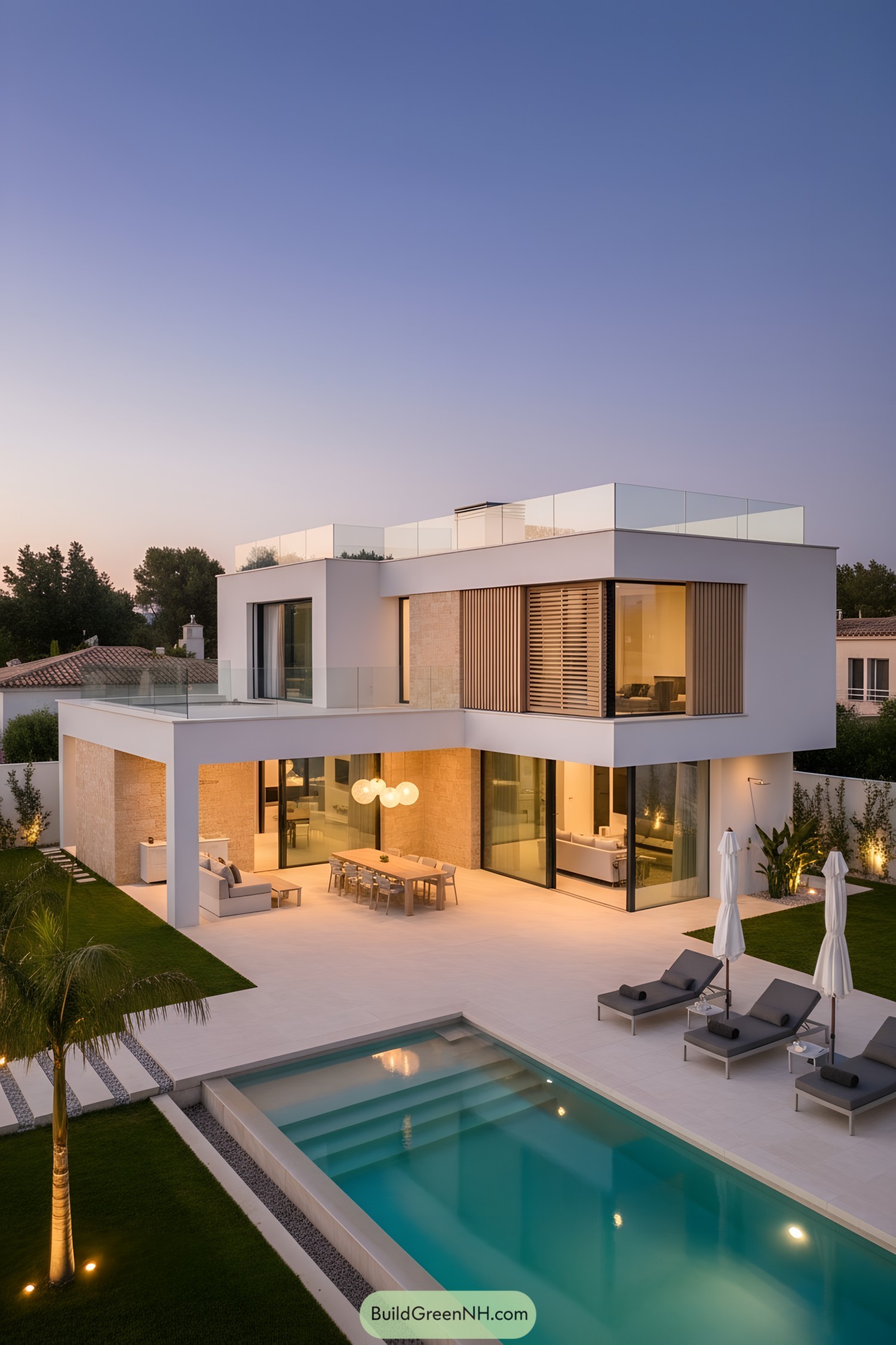 Modern villa with pool and rooftop terrace