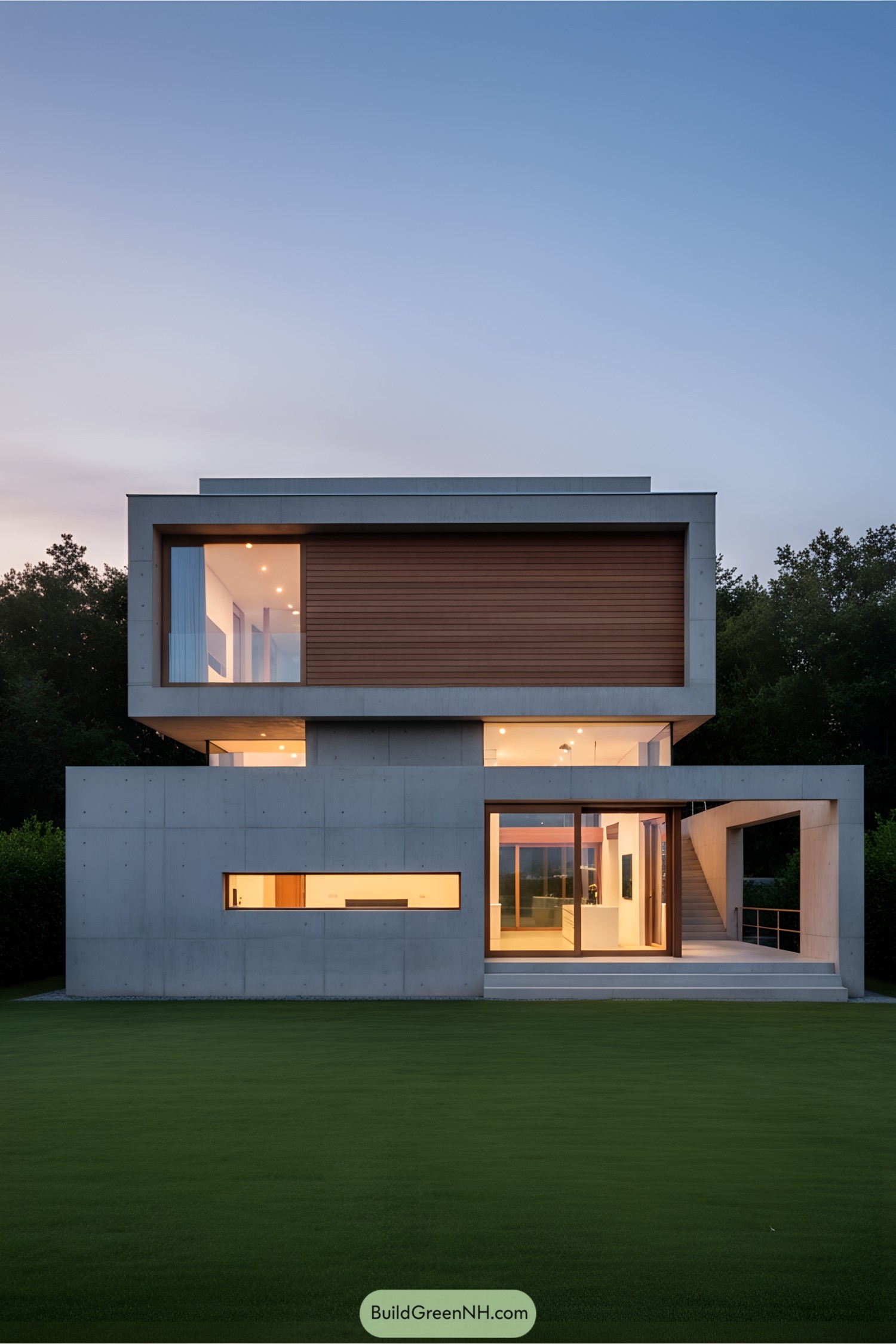 Modern house with timber and concrete elements