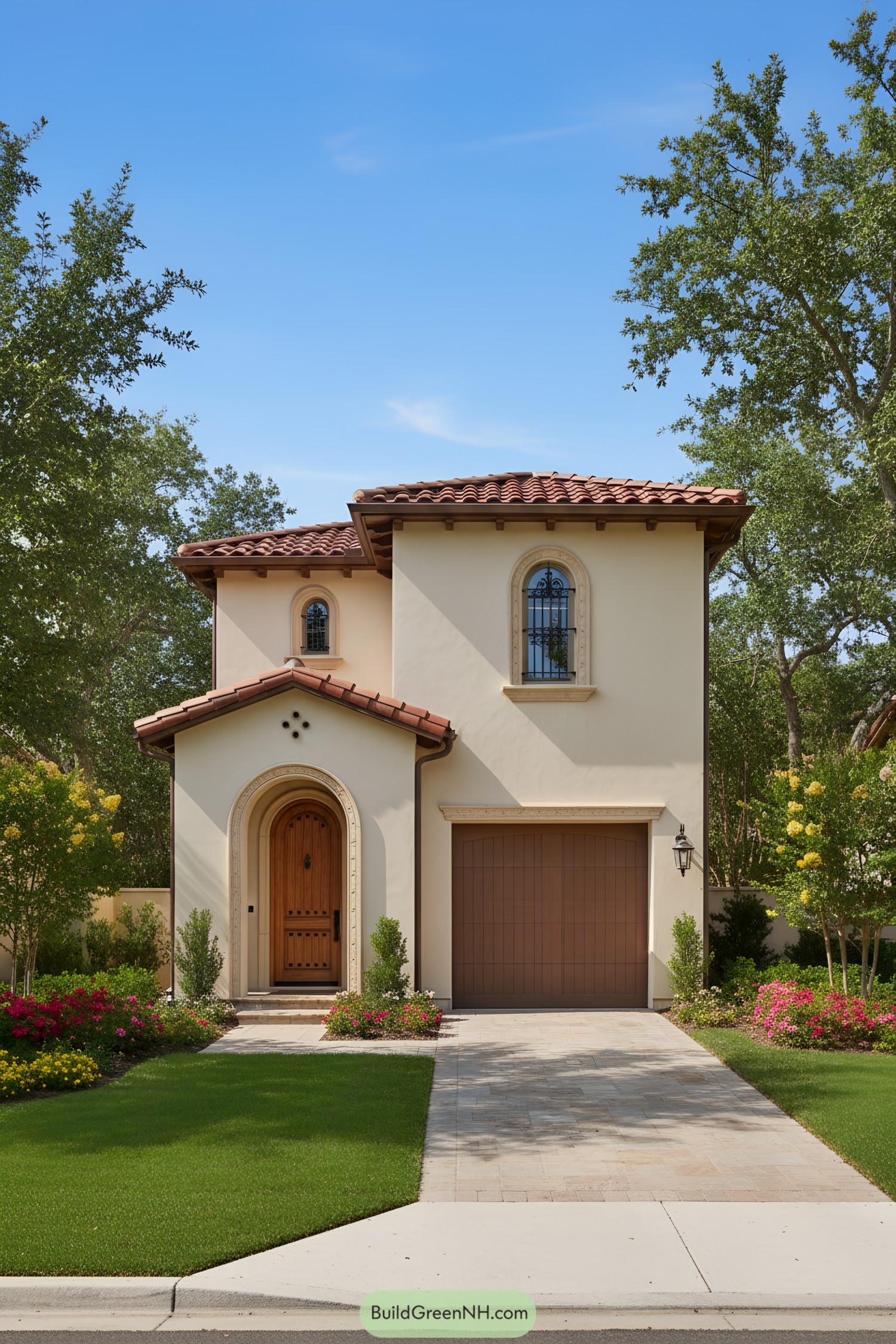Charming small Mediterranean-style house with a red-tiled roof