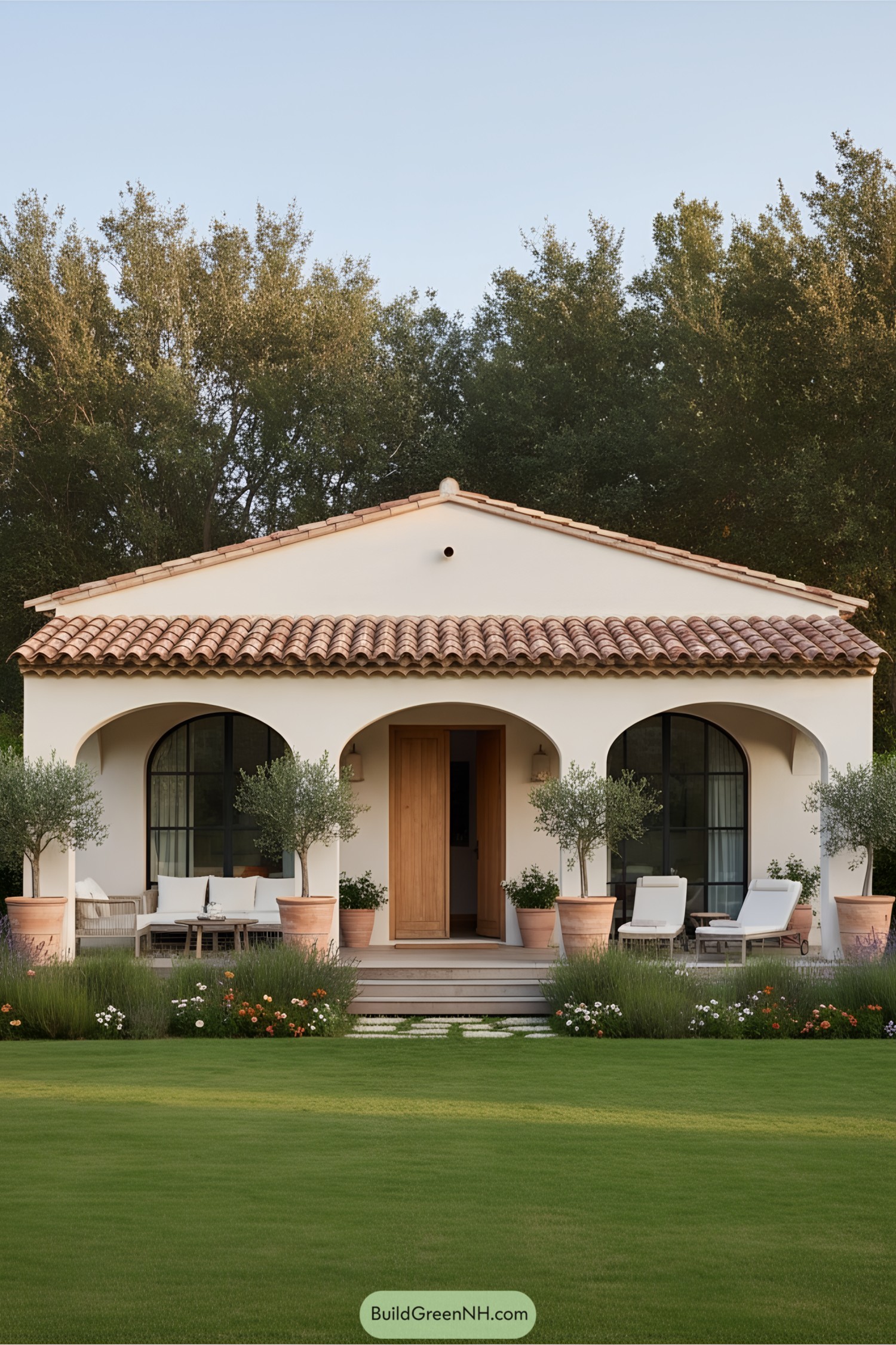 Small Mediterranean house with arches and terracotta roof