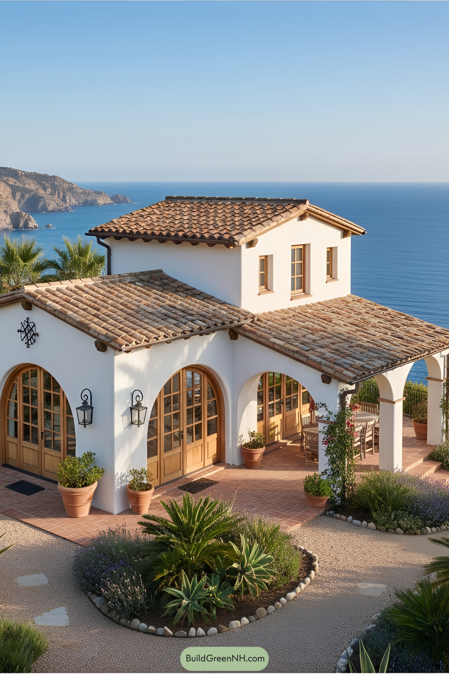 Small Mediterranean house with terracotta roof and sea view