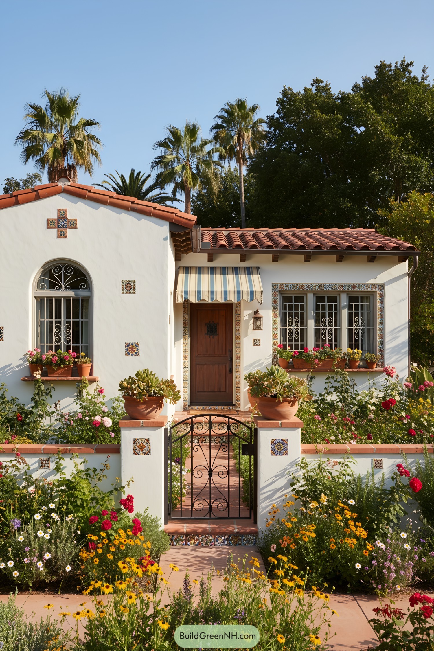 Small Mediterranean house with garden and tiled roof