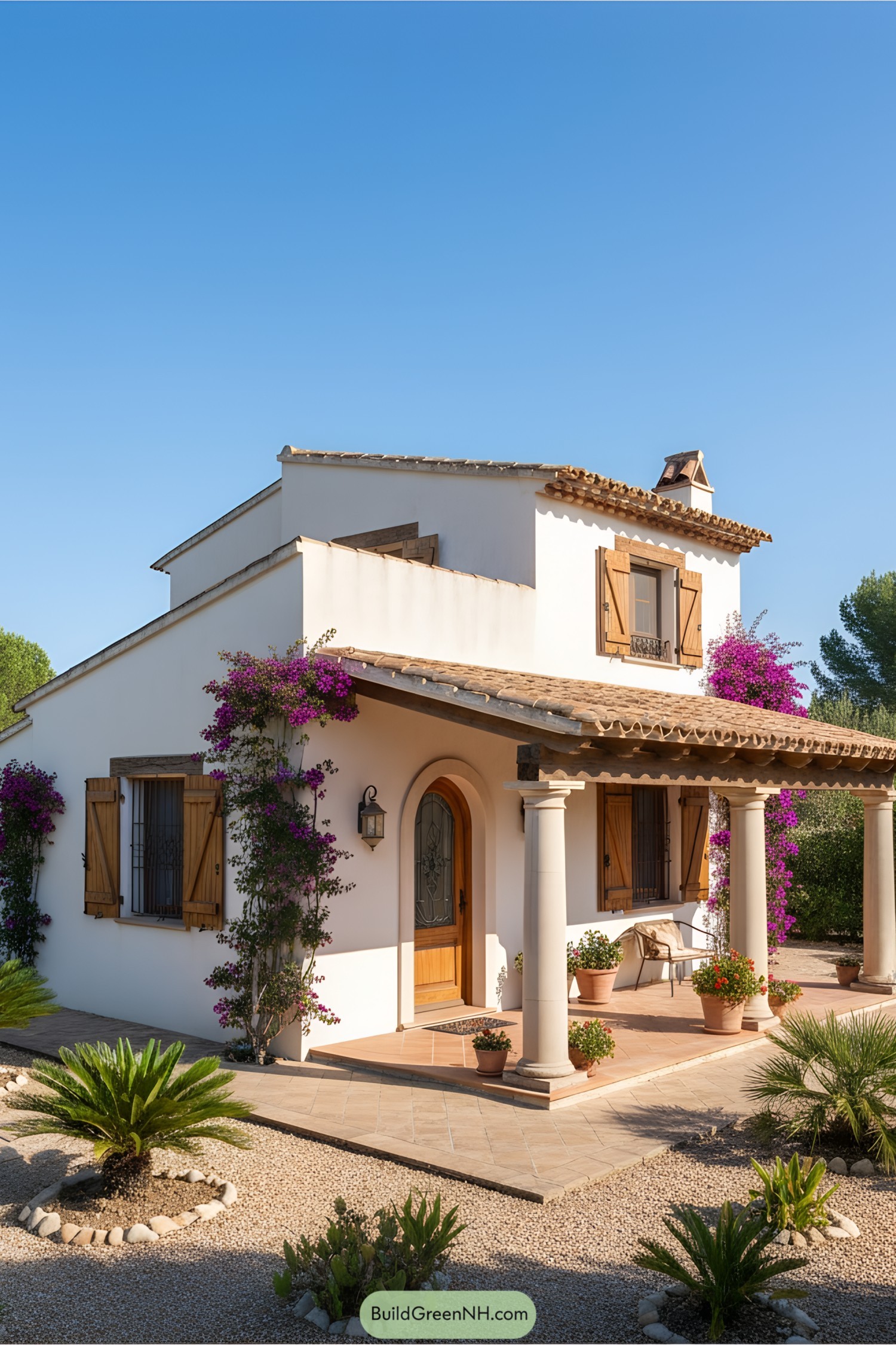 Charming small Mediterranean house with wooden shutters and garden