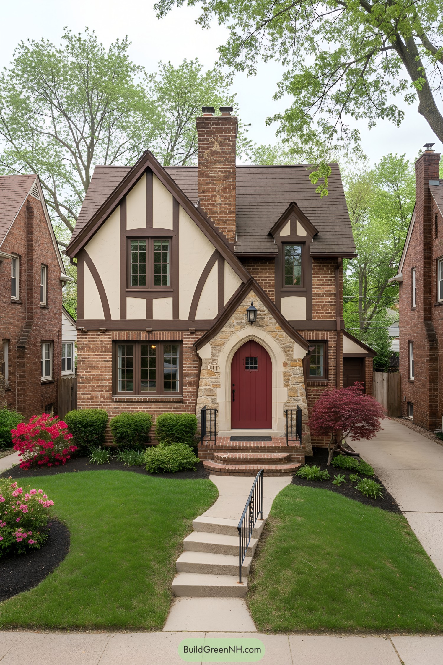 Cozy Tudor cottage with arched entry