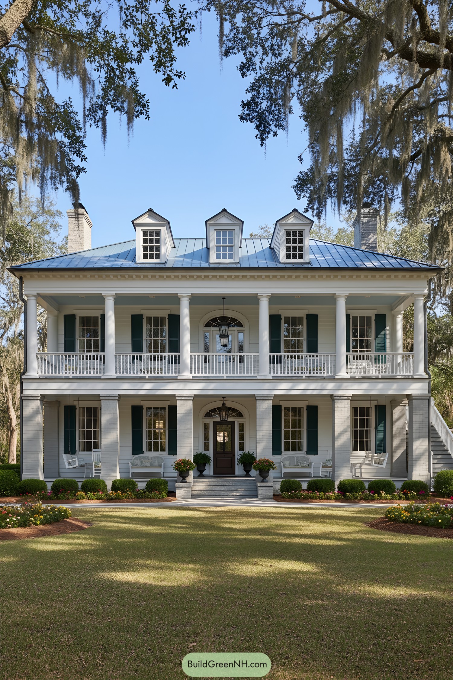 Two-story southern home with columned double porches