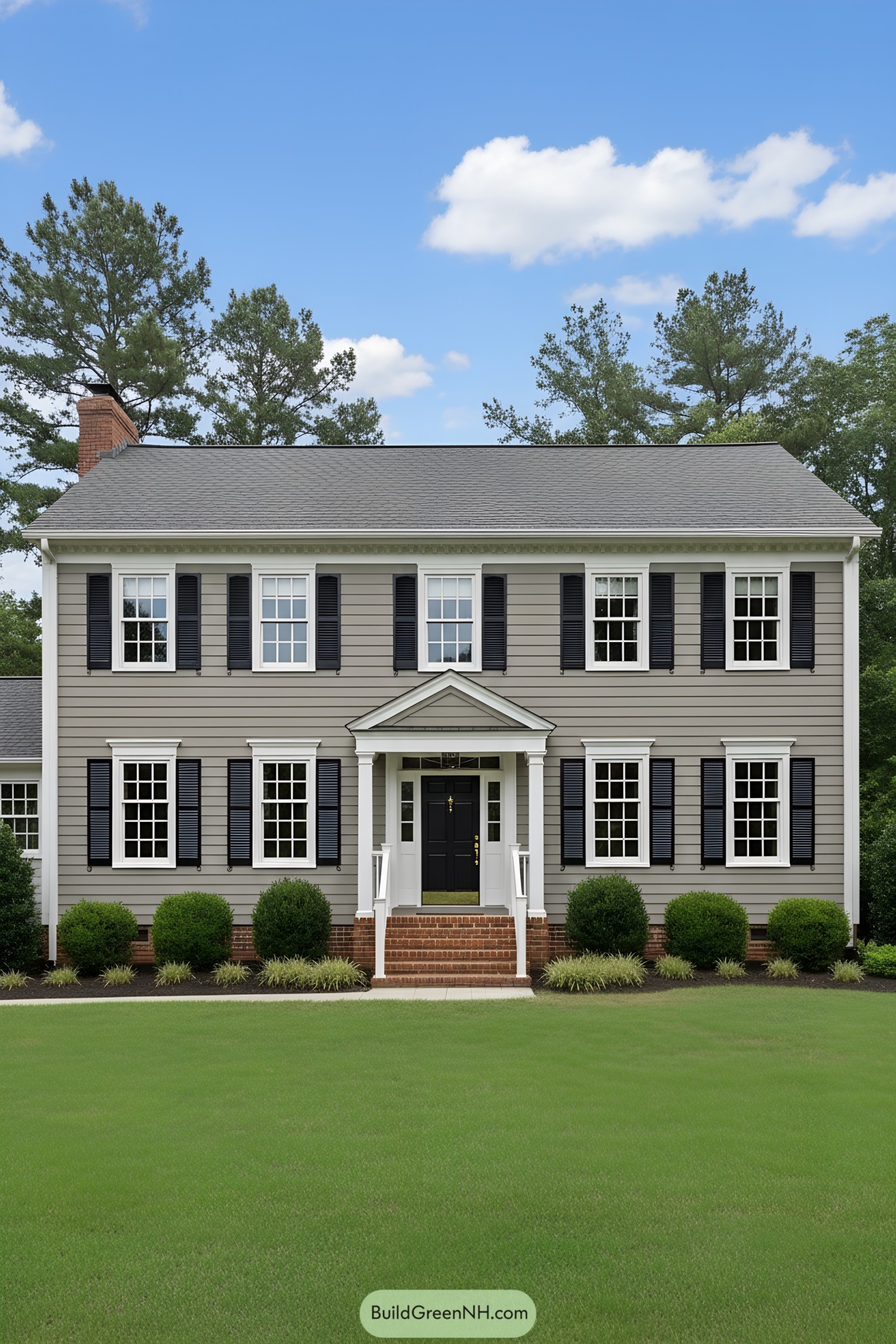 Two-story colonial with centered portico