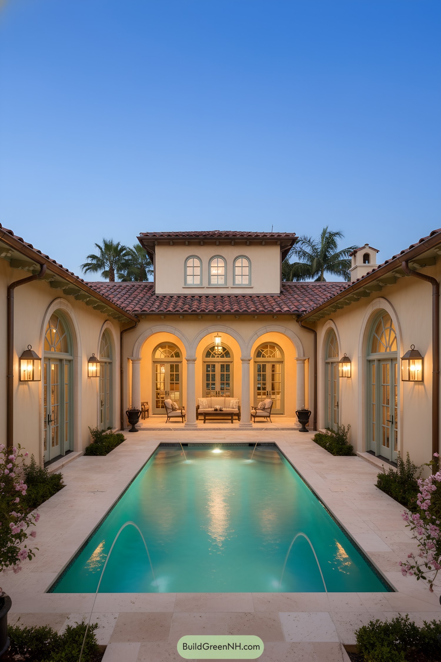 U-shaped villa with central pool courtyard