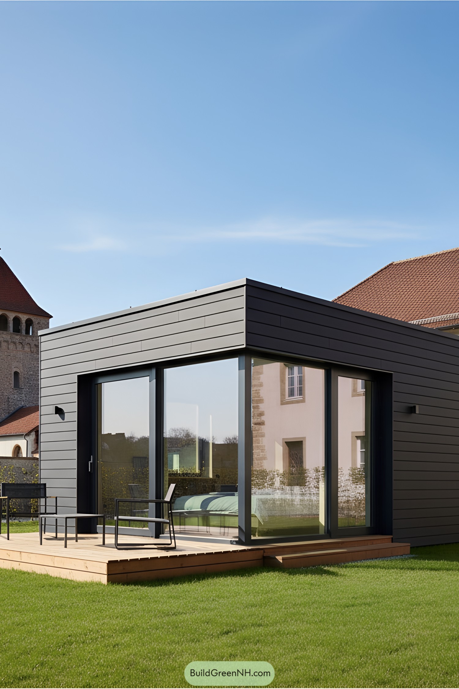 Compact modern house with glass walls