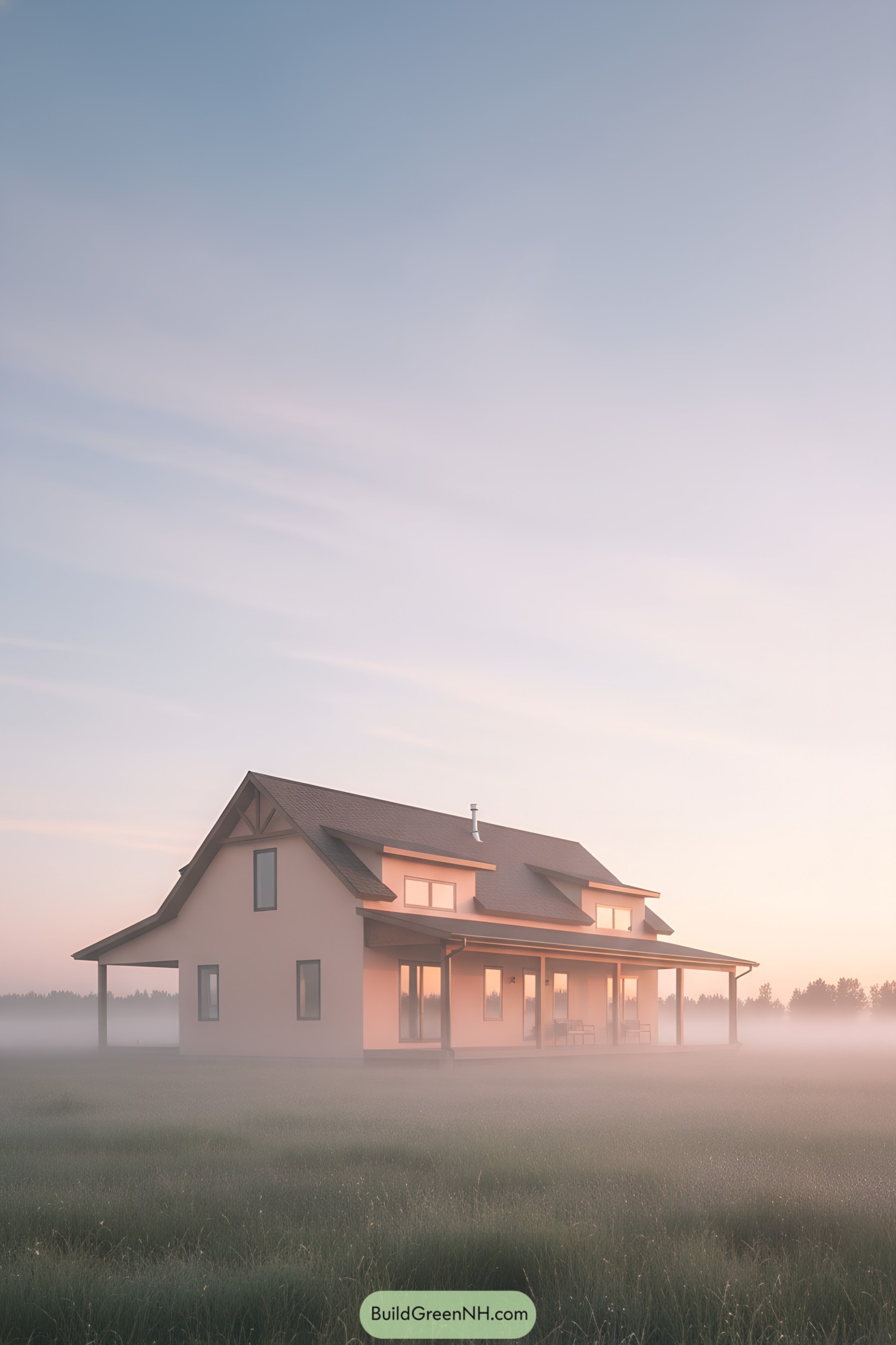 Soft sunrise cottage with wraparound porch
