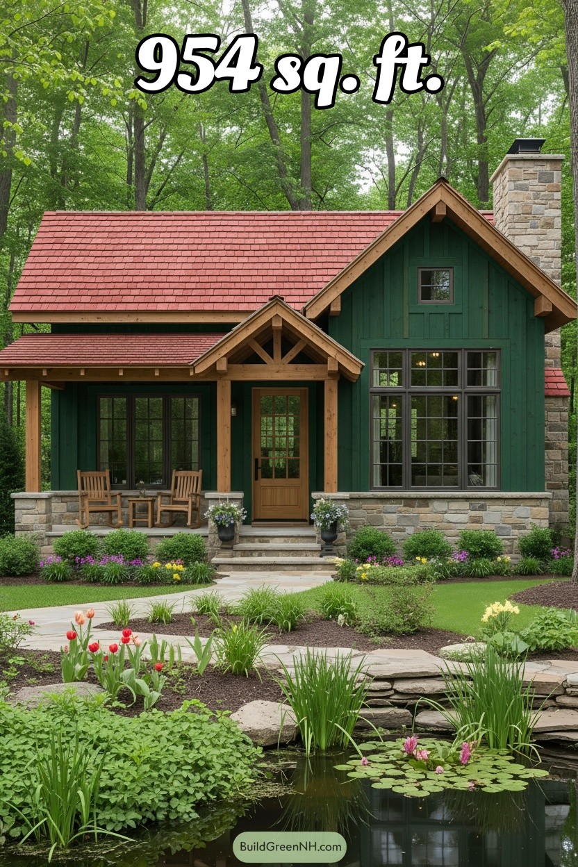 change house color to forest green with red roof