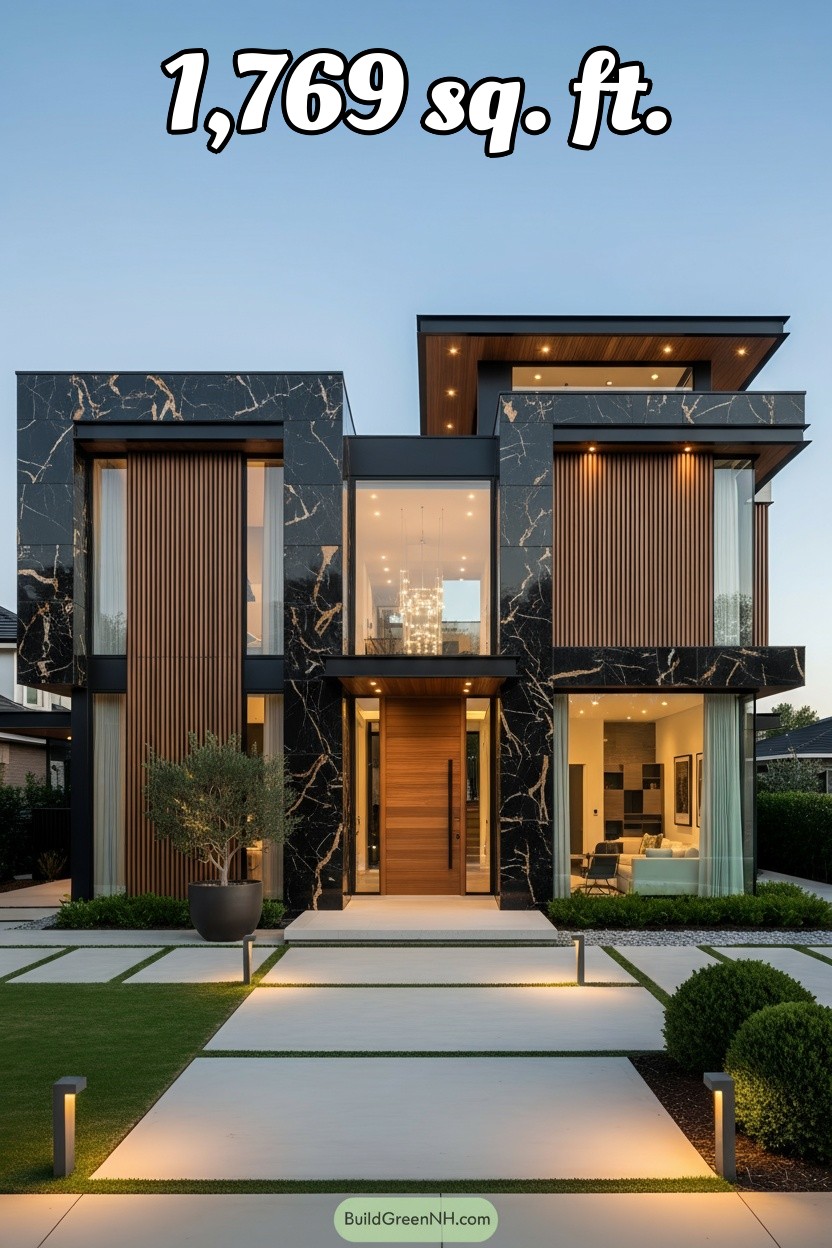 change house siding to black marble with gold veins