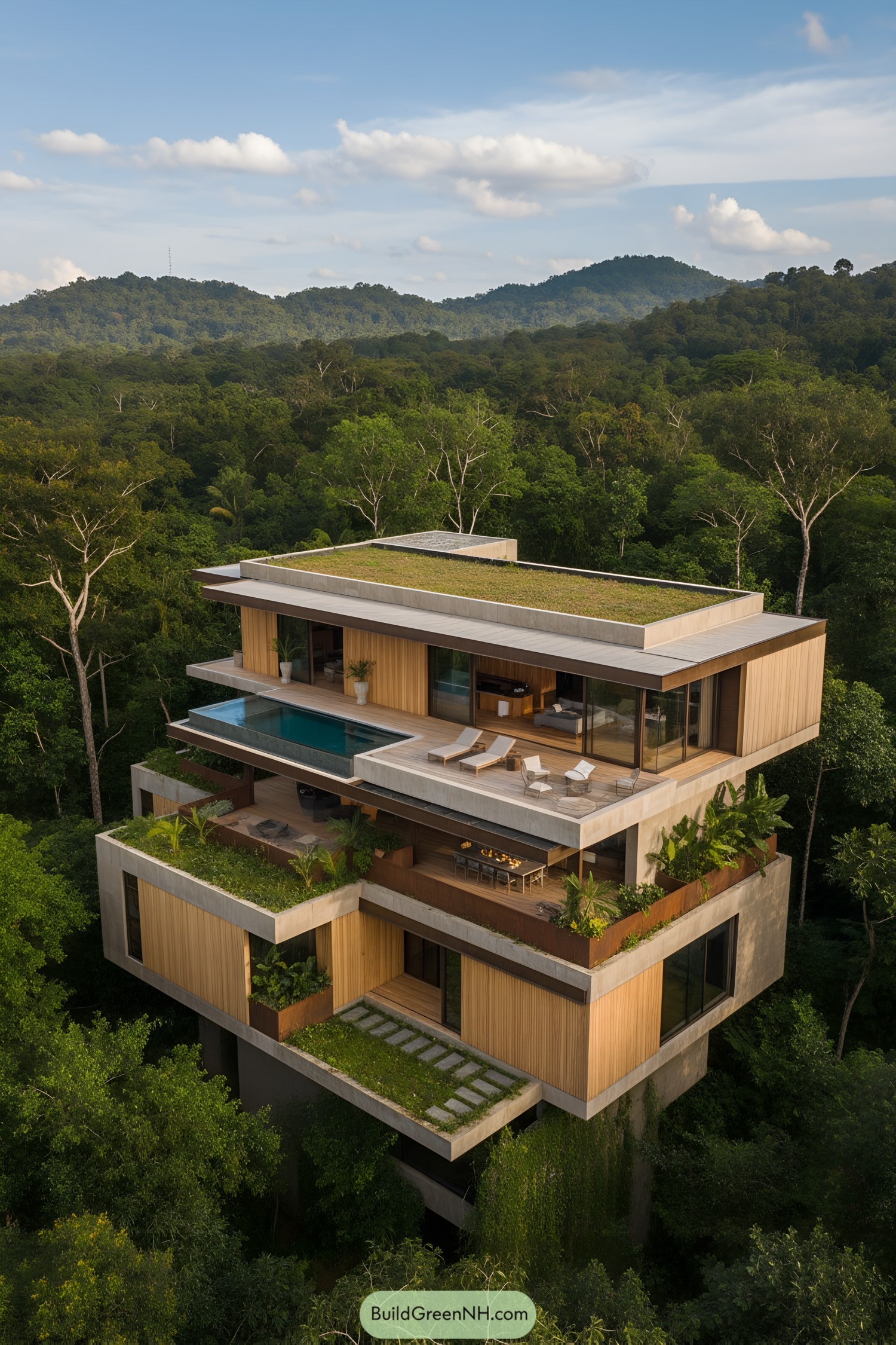 Tiered jungle residence with pool and terraces