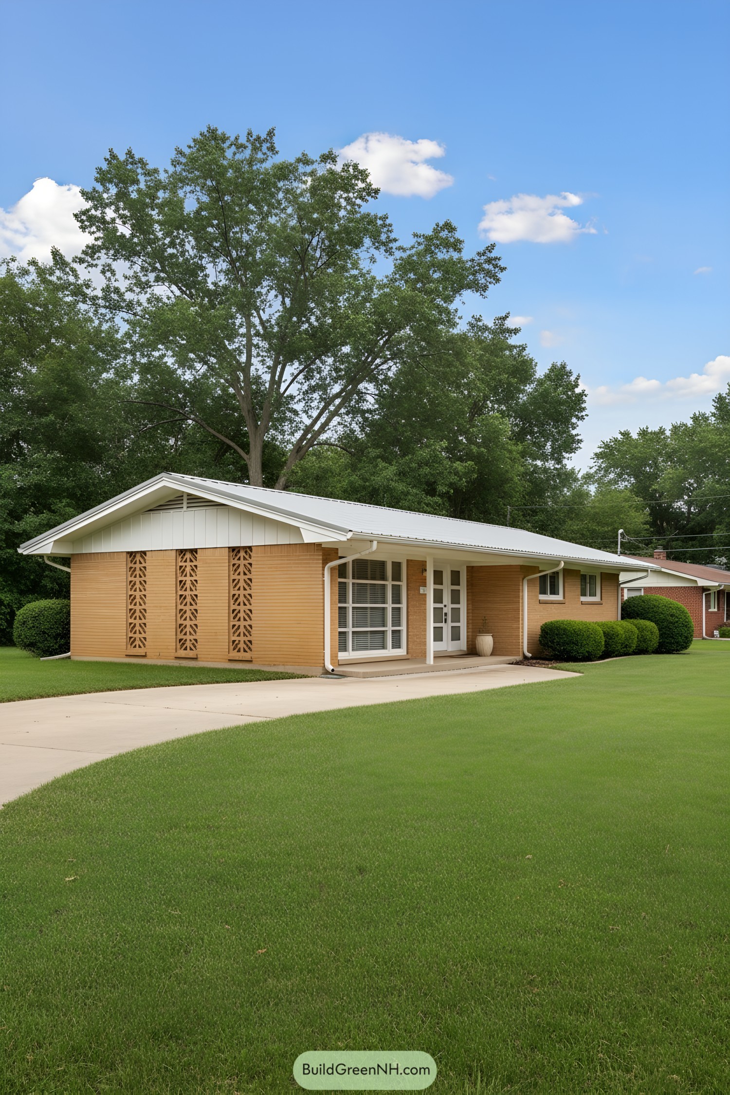 Single-story midcentury ranch with breeze blocks