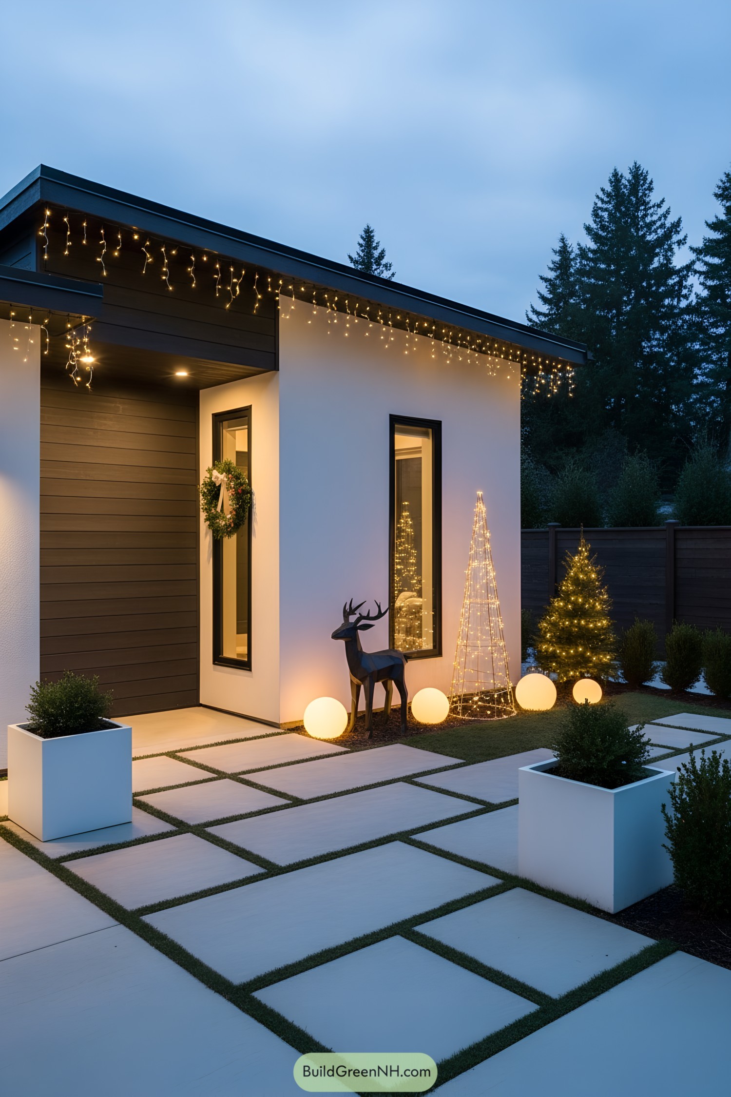 Modern cottage with icicle lights sleek decor