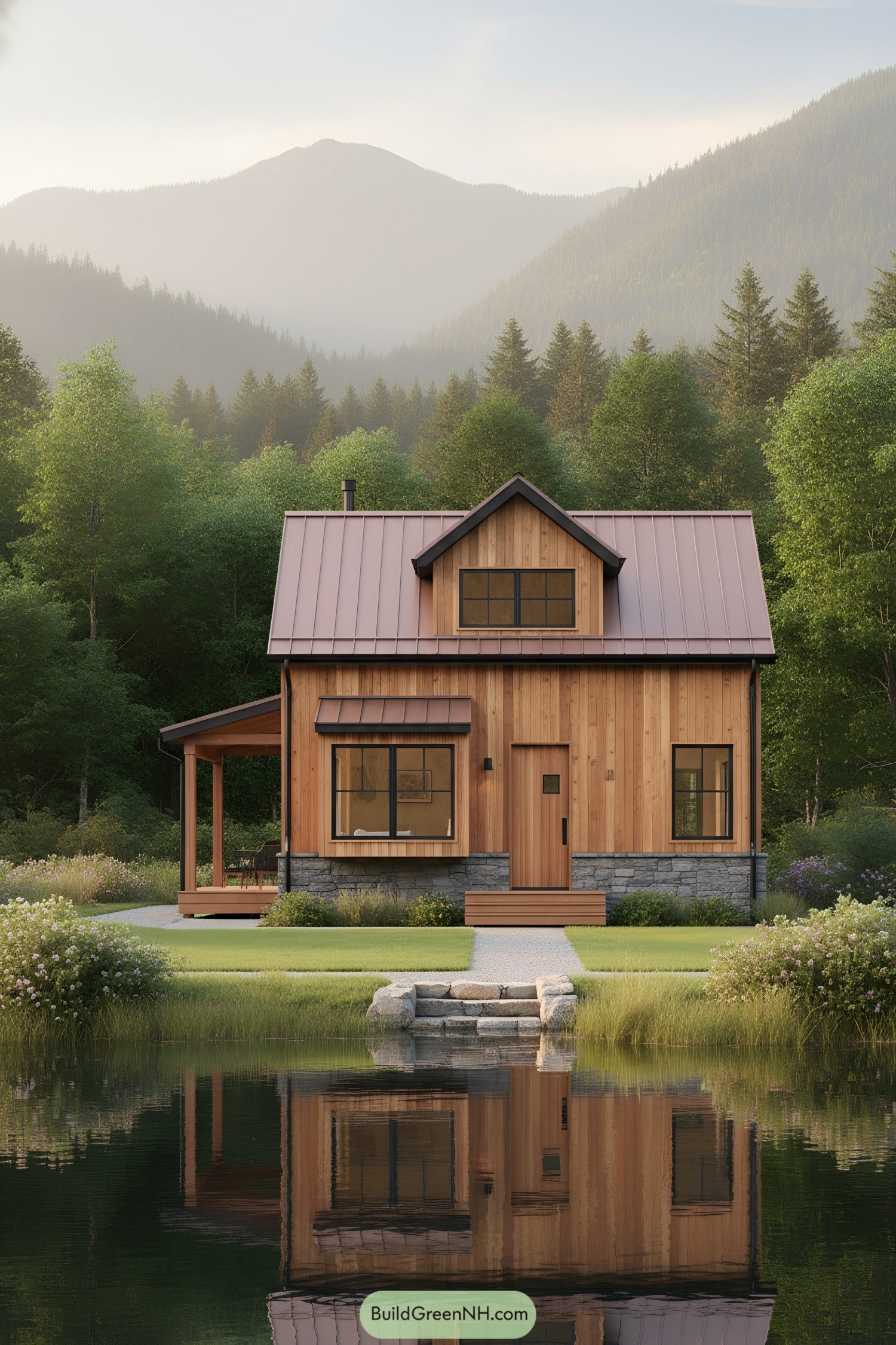 Cozy timber cottage by a calm lake