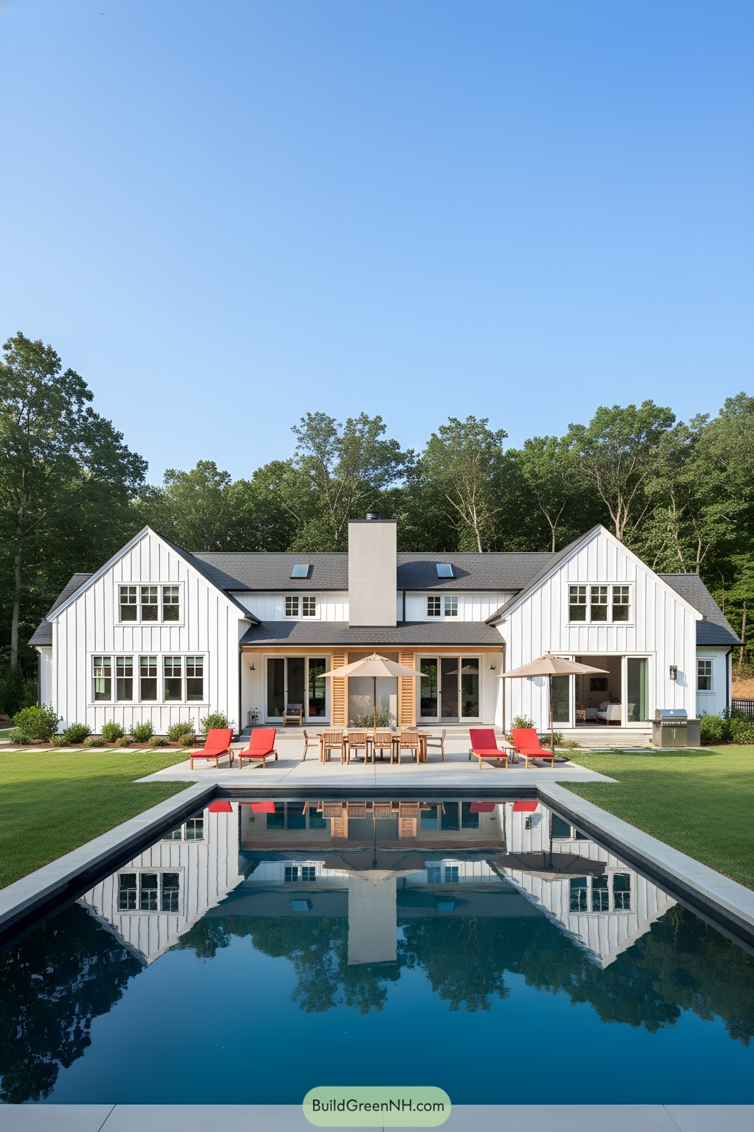 Modern white ranch with pool and patio