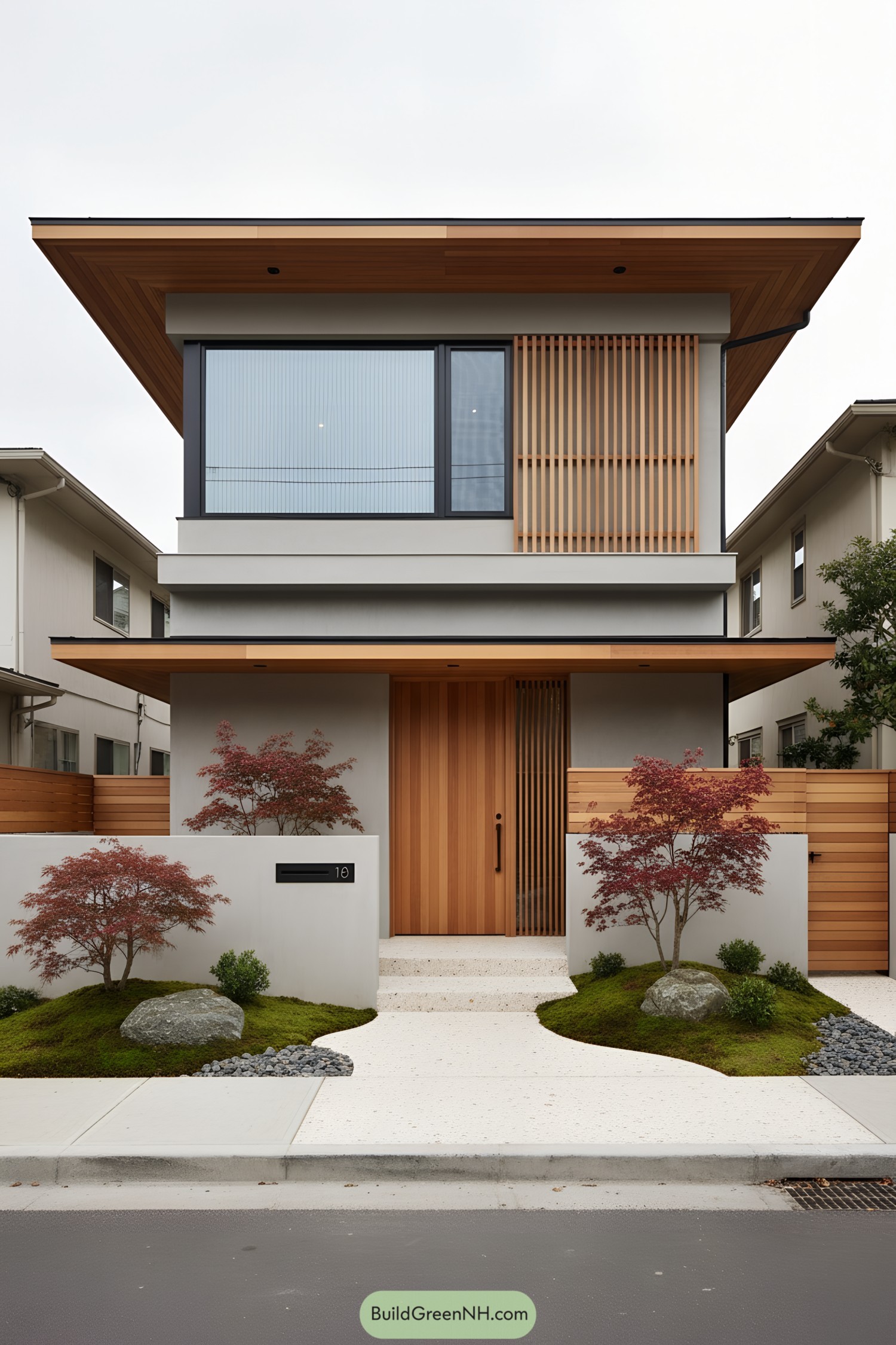 Minimalist two-story house with cedar accents
