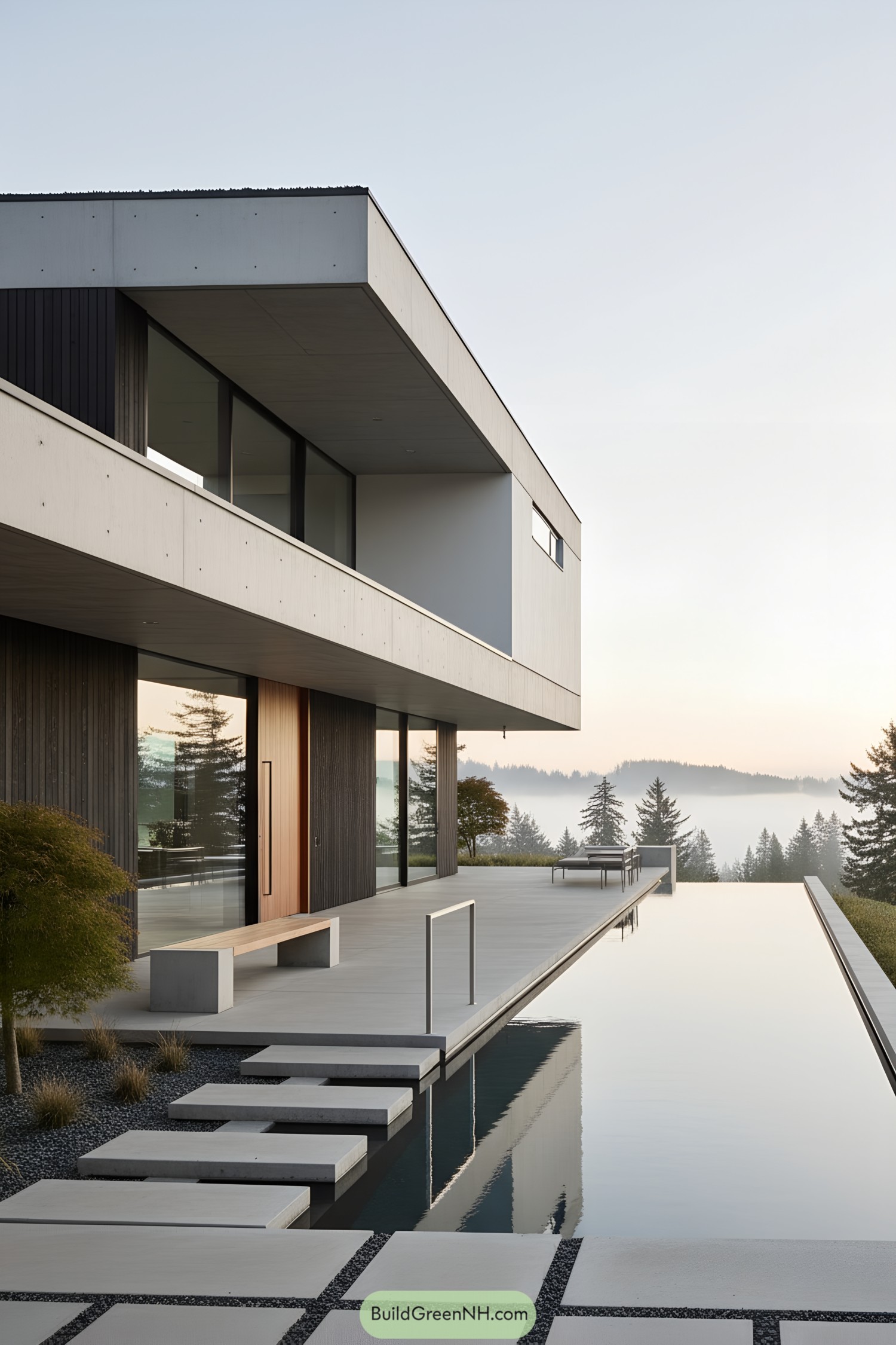 Minimalist hillside home with infinity lap pool