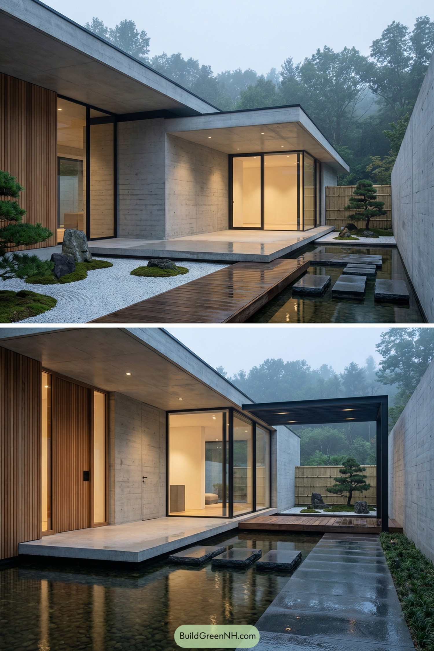 Minimalist courtyard house with water garden