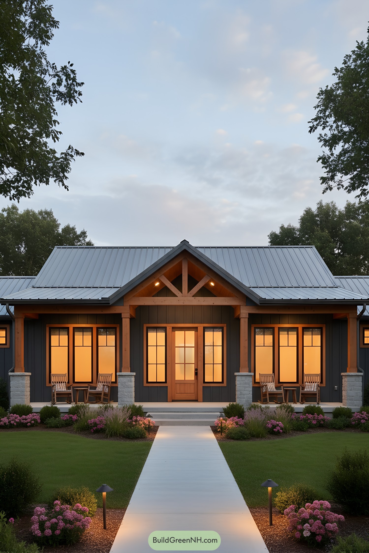 Cozy ranch with timber gable porch