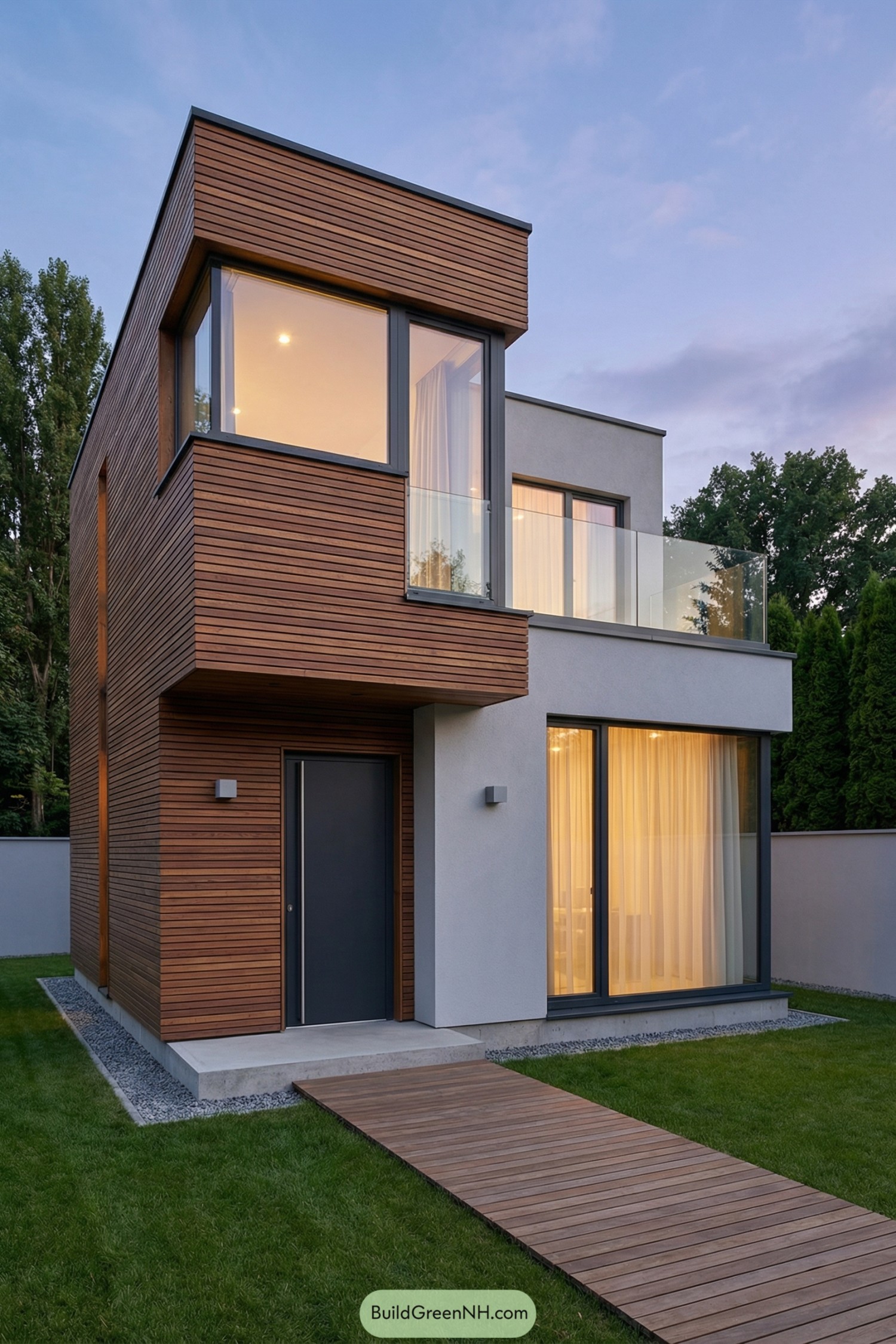 Two-Story Minimalist Tiny House with Wood Cladding