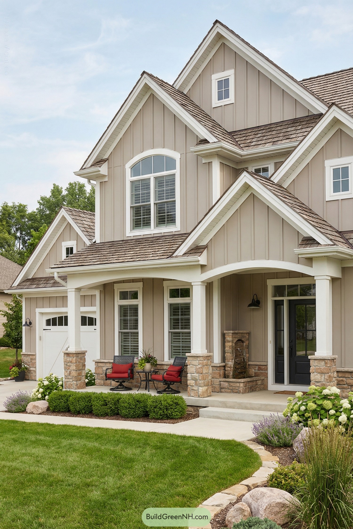 Beige craftsman-style house with welcoming front porch