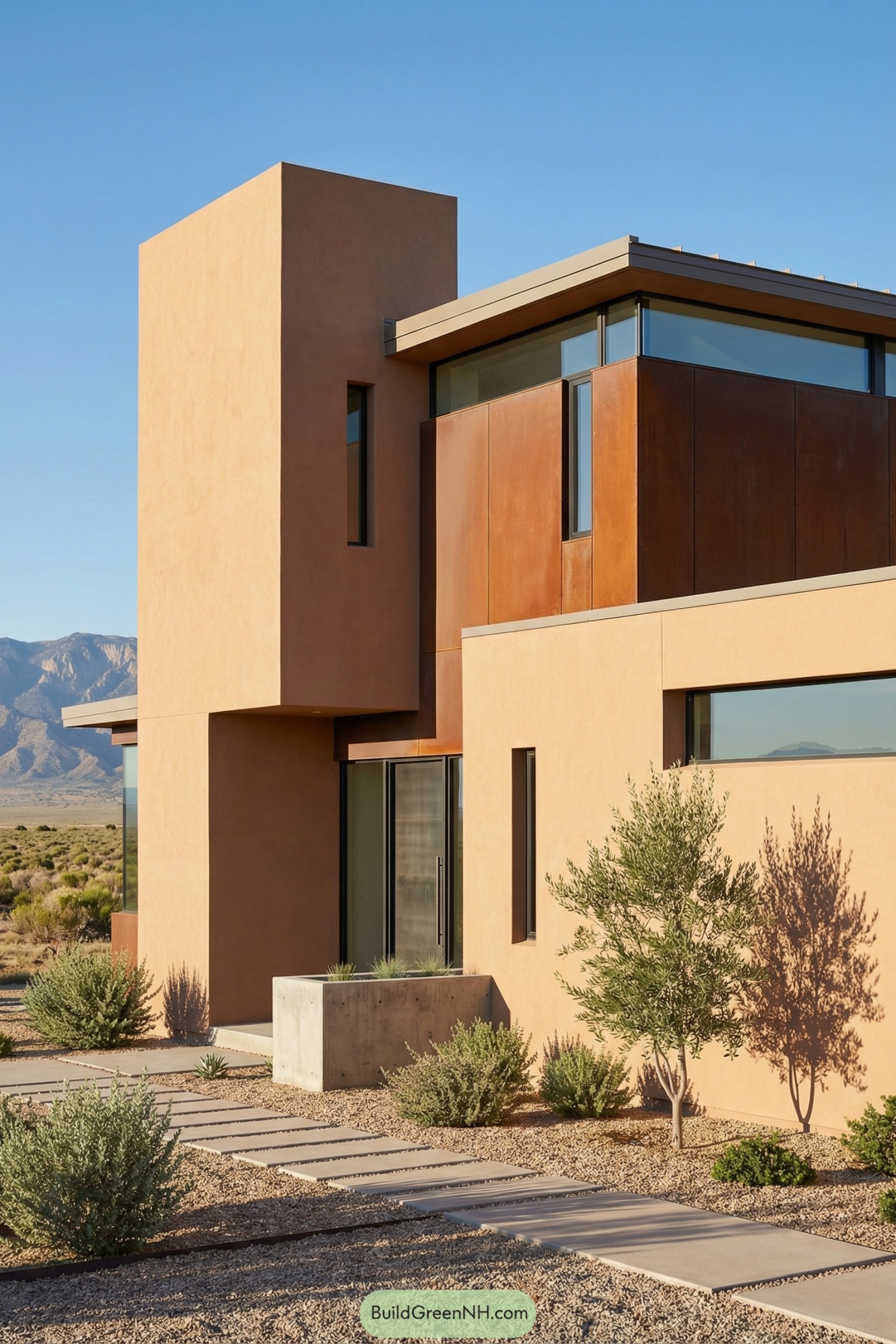 Modern adobe desert home with clean lines