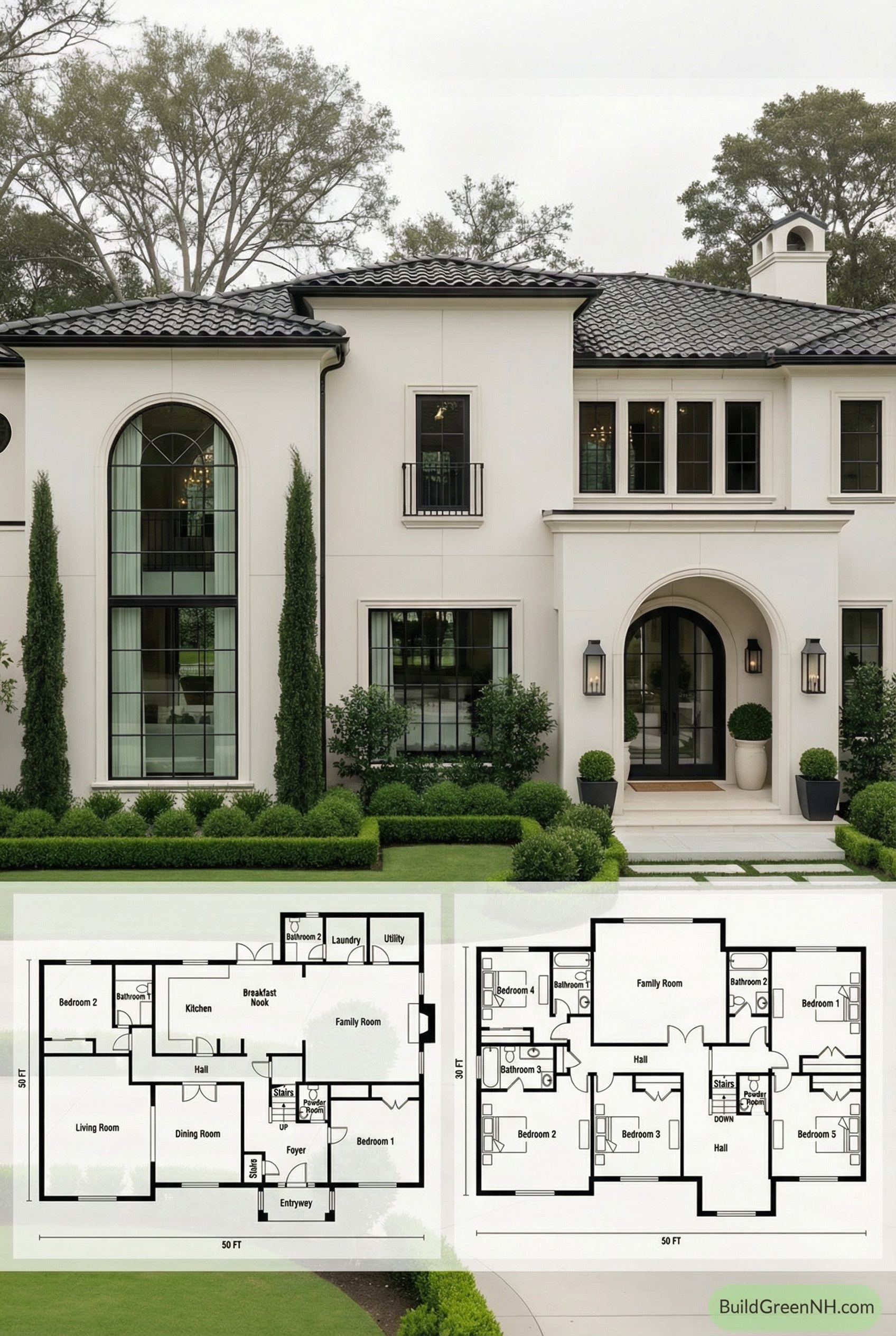 Majestic Mediterranean Mansion: Glass and Greenery Fusion Floor Plan