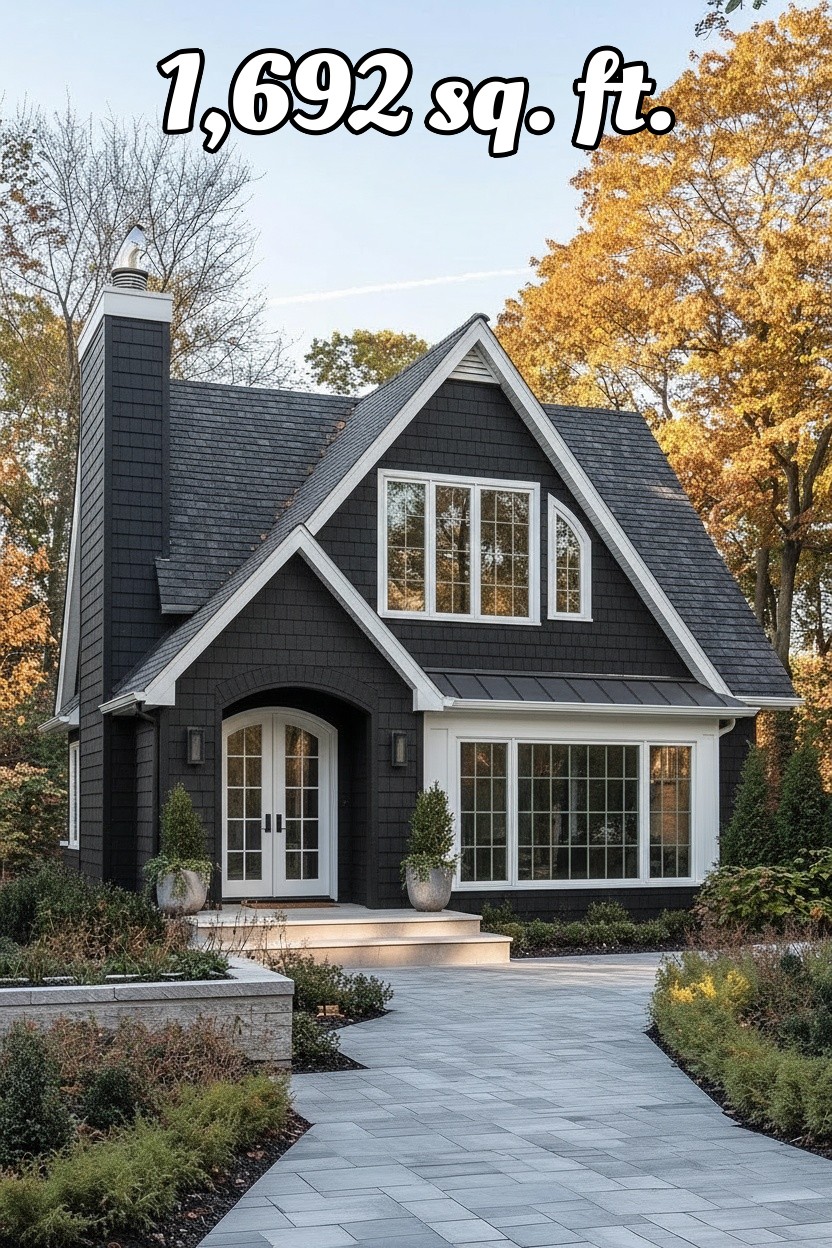 change house color to black siding and white trim