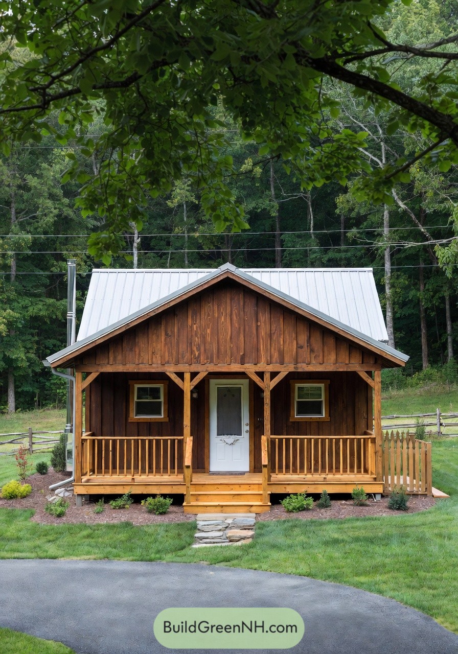 Small wood cabin with front porch